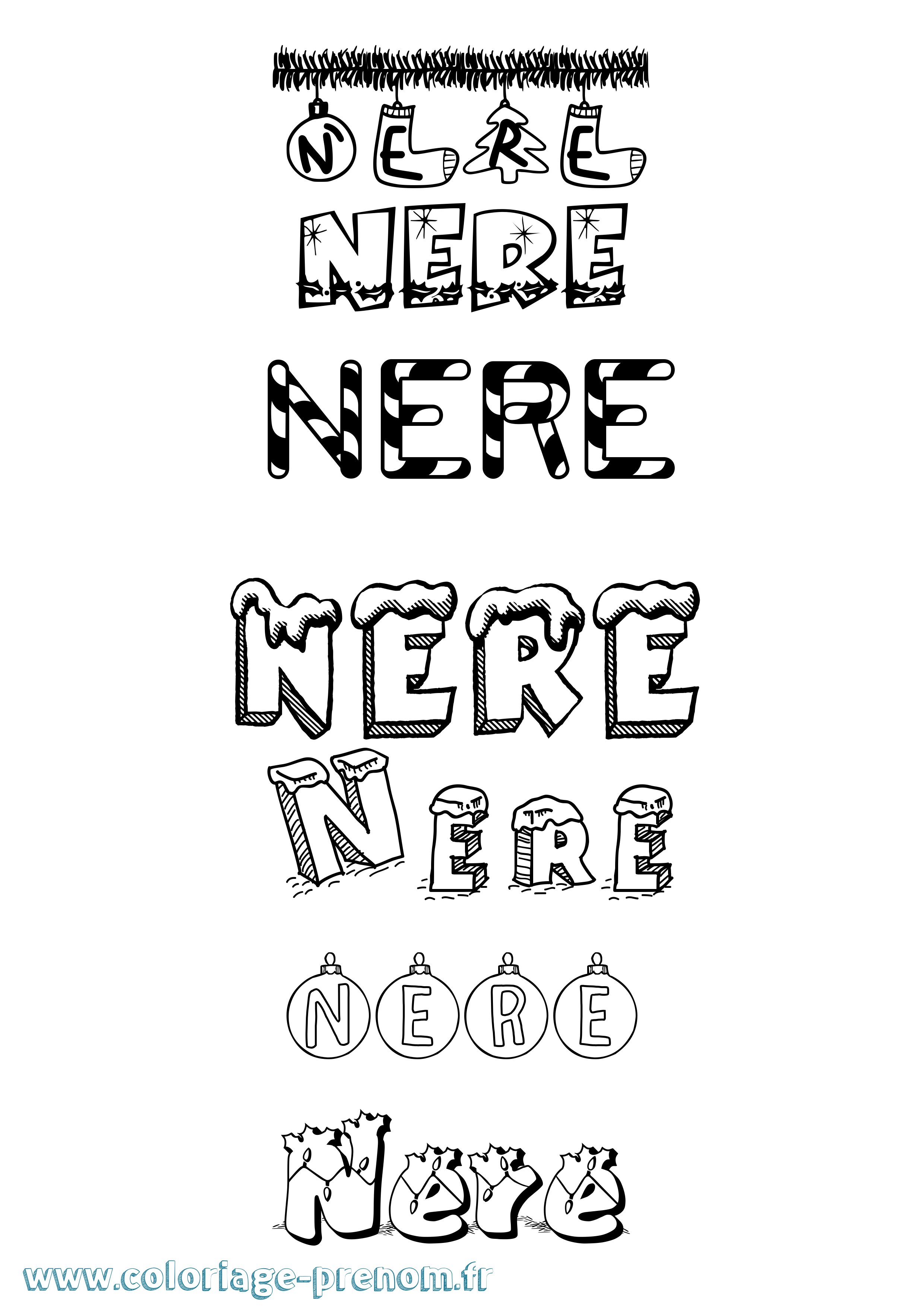 Coloriage Nere Noël Coloriage prénom Nere Noël