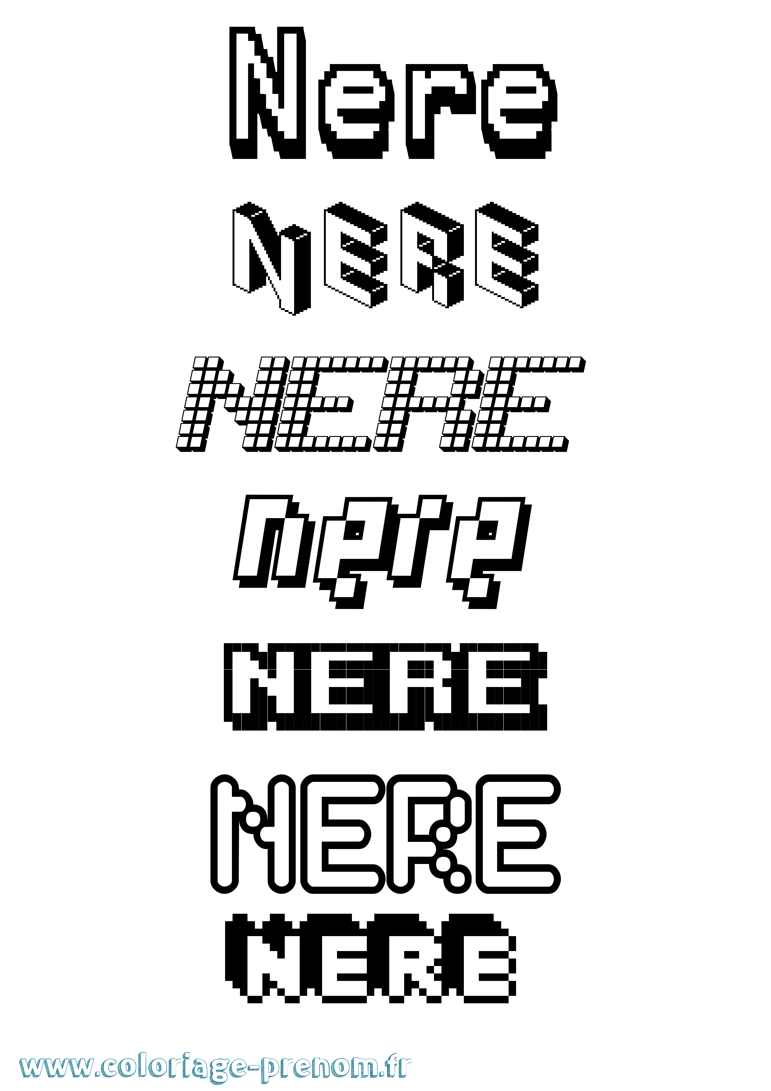 Coloriage Nere Pixel Coloriage prénom Nere Pixel