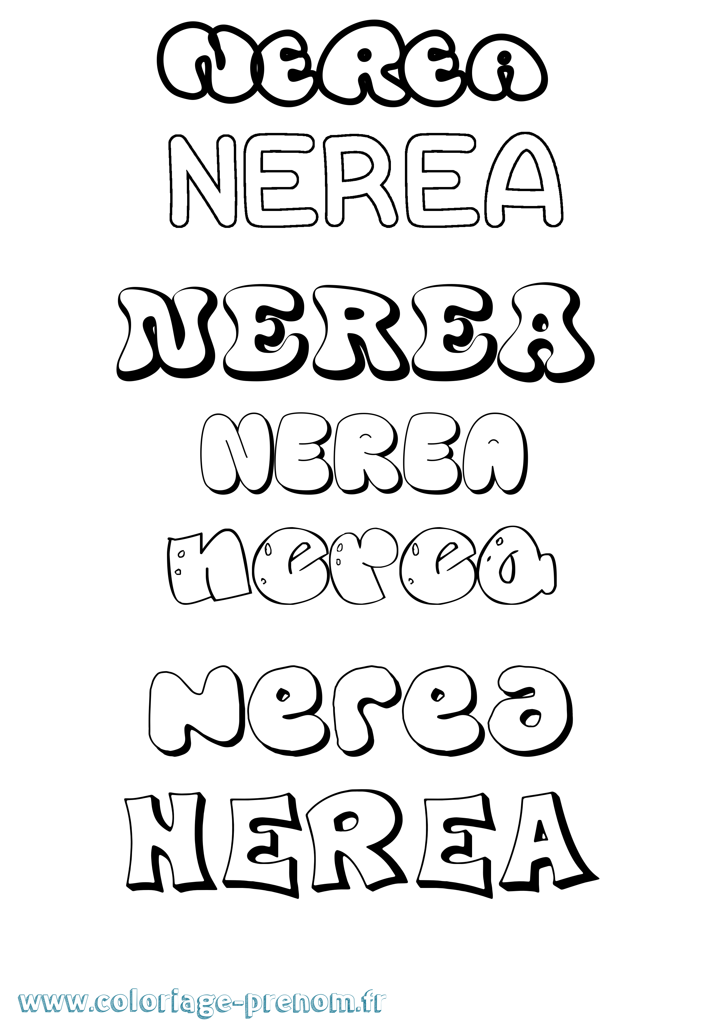 Coloriage Nerea Bubble Coloriage prénom Nerea Bubble
