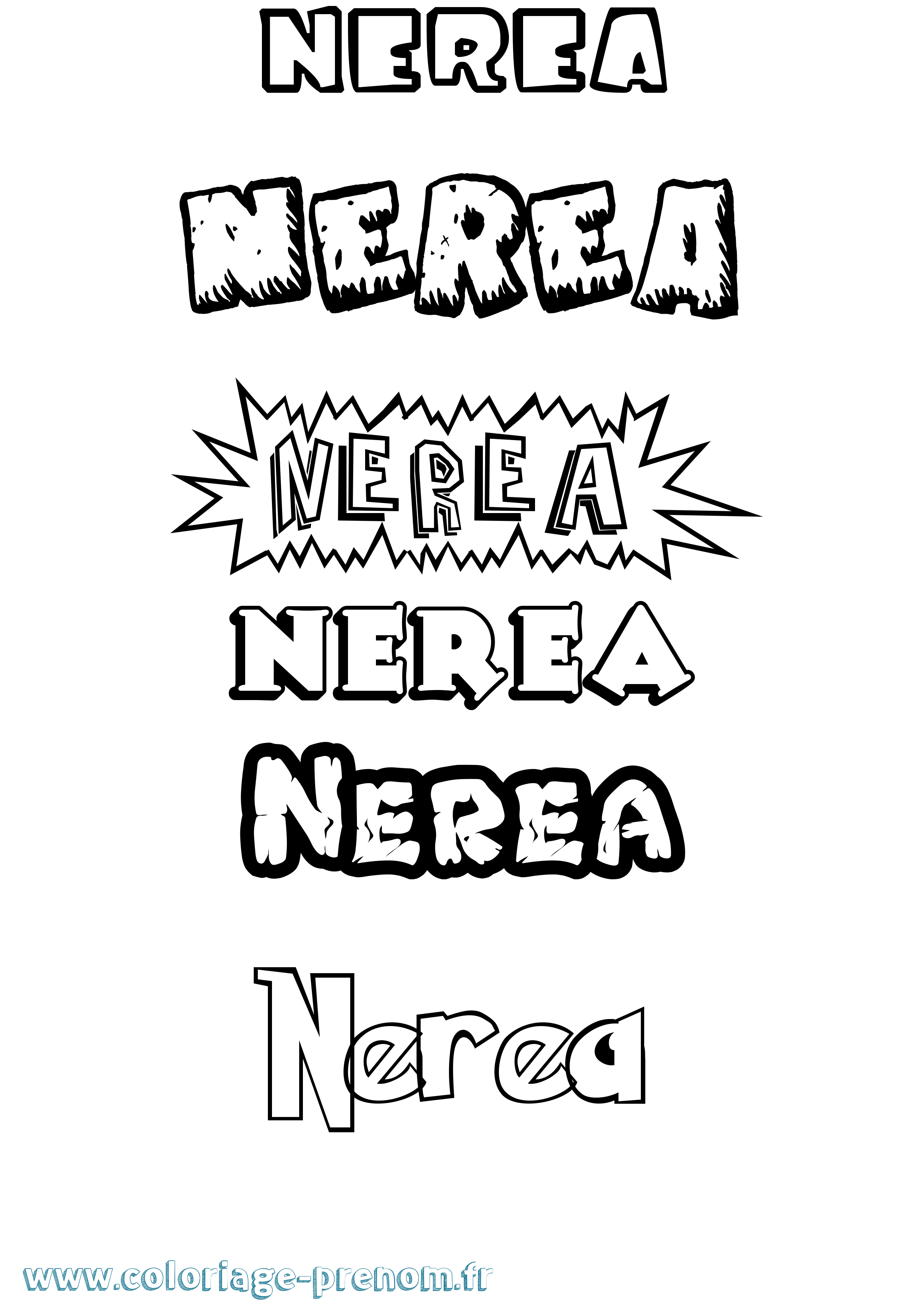 Coloriage Nerea Dessin Animé Coloriage prénom Nerea Dessin Animé