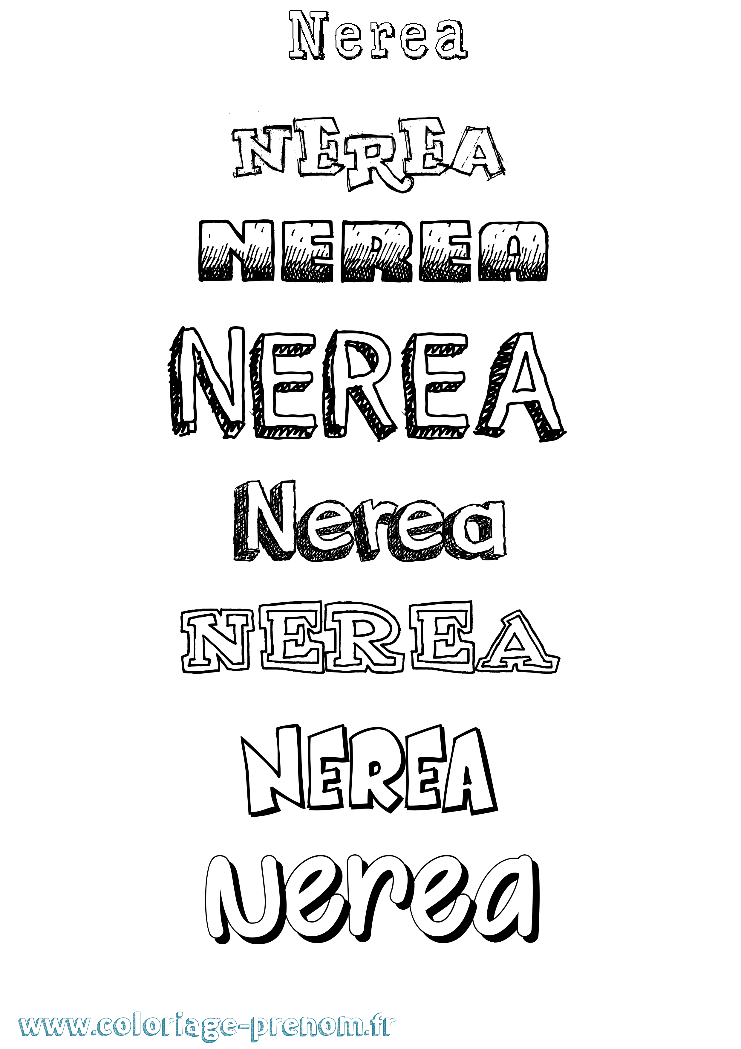 Coloriage Nerea Dessiné Coloriage prénom Nerea Dessiné