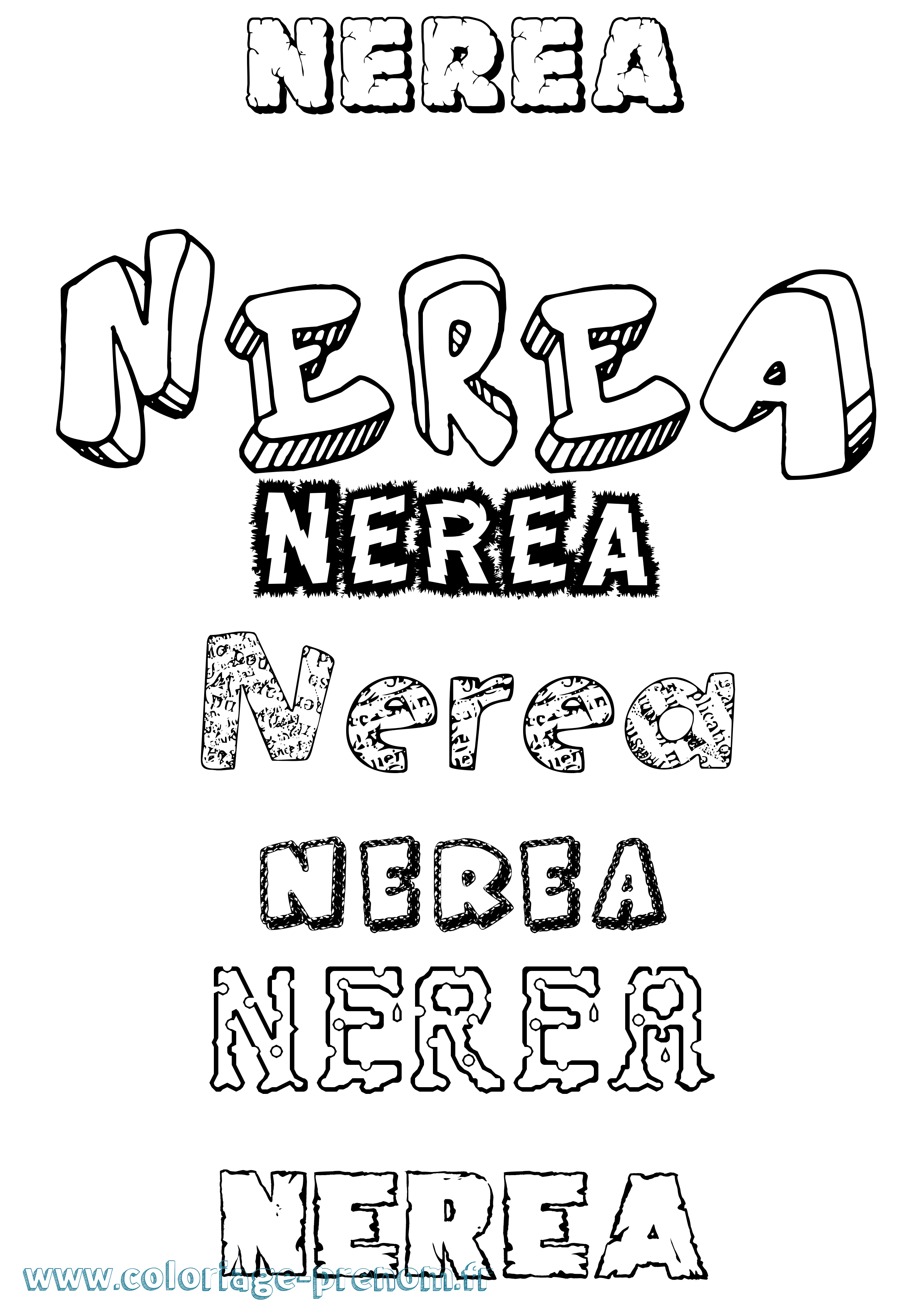 Coloriage Nerea Destructuré Coloriage prénom Nerea Destructuré