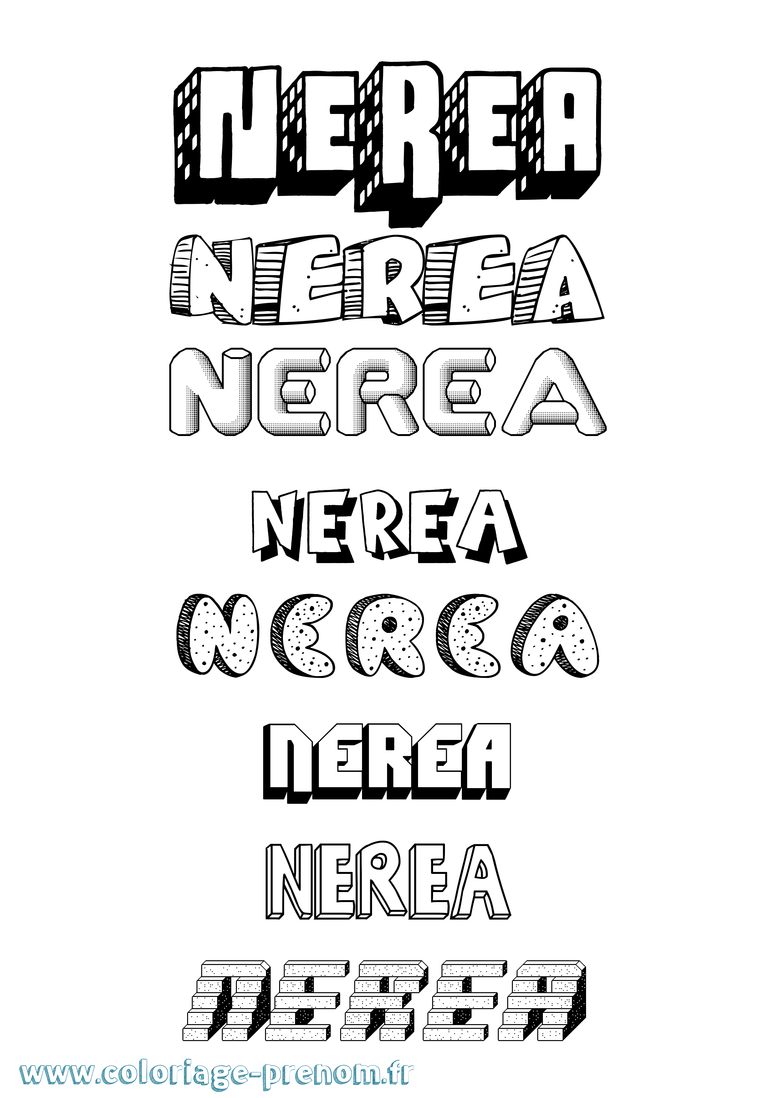 Coloriage Nerea Effet 3D Coloriage prénom Nerea Effet 3D