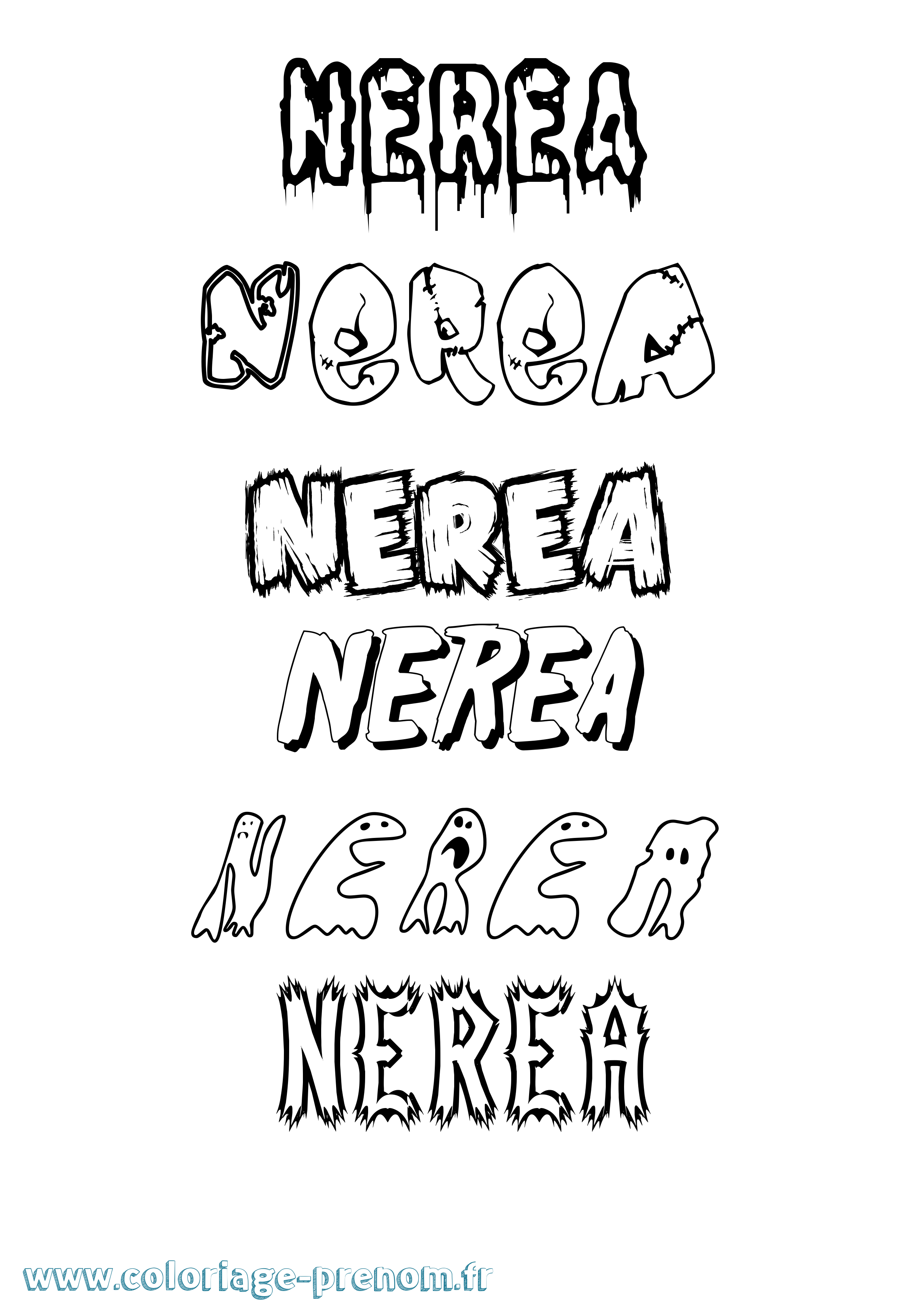 Coloriage Nerea Frisson Coloriage prénom Nerea Frisson