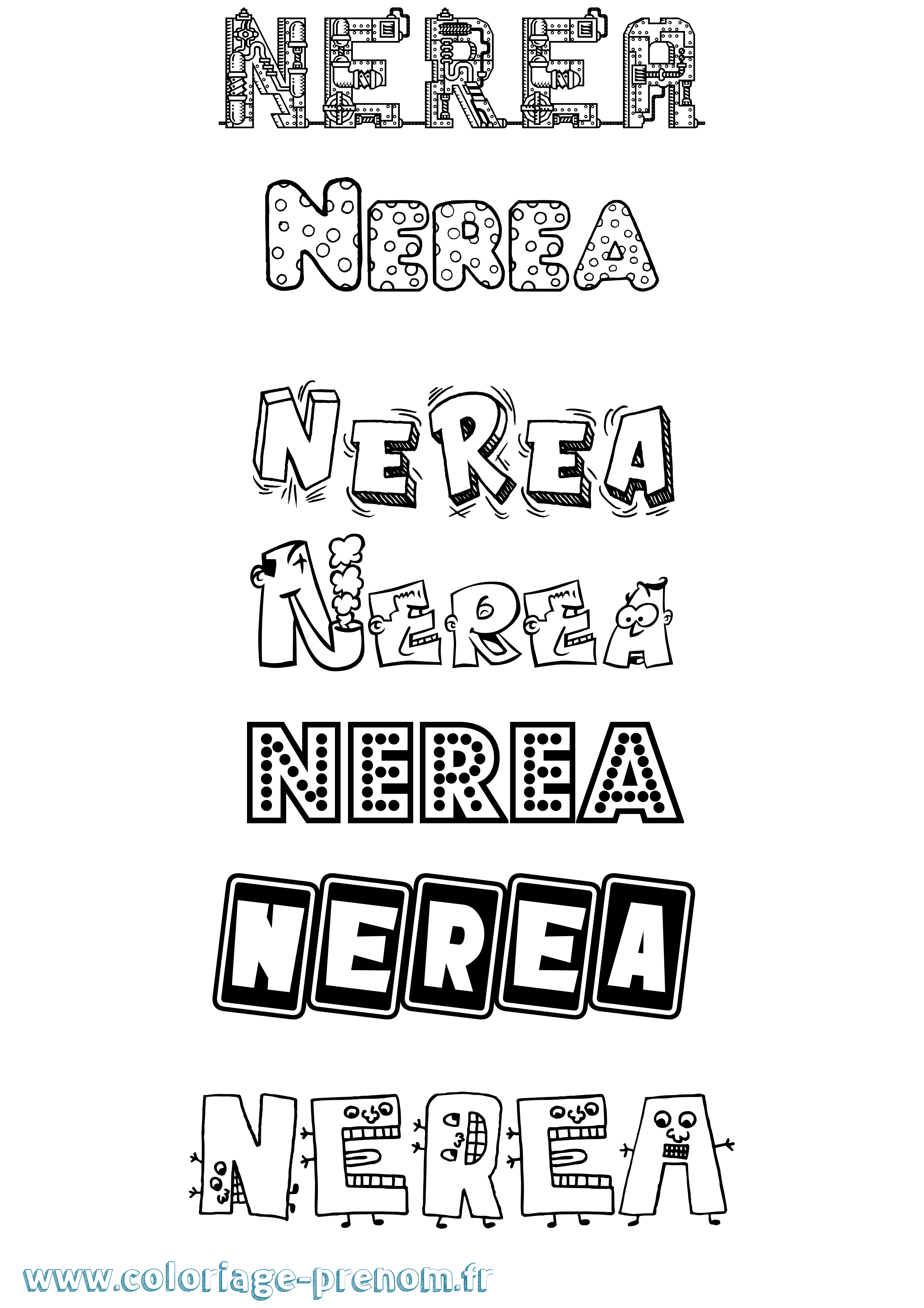 Coloriage Nerea Fun Coloriage prénom Nerea Fun