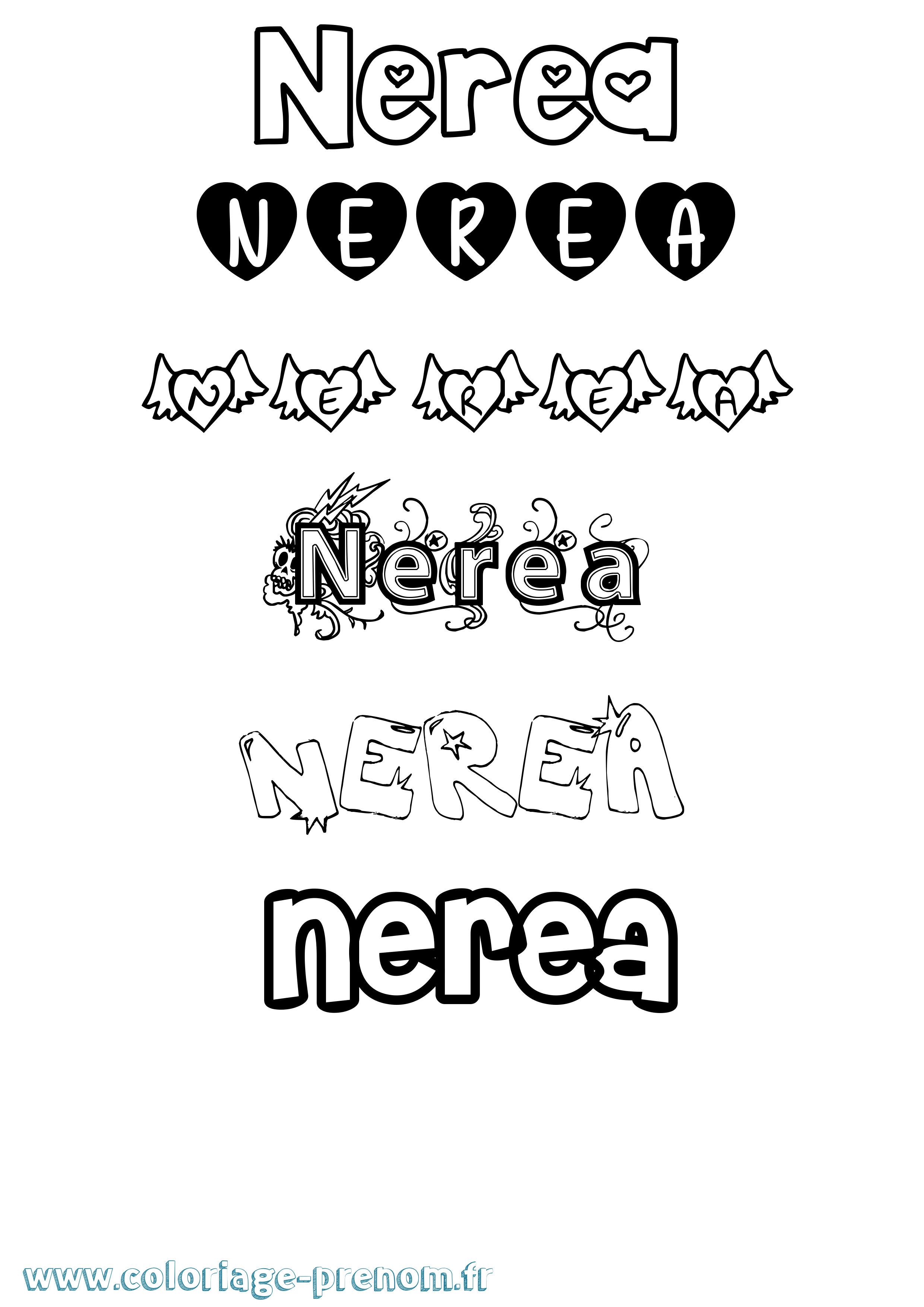 Coloriage Nerea Girly Coloriage prénom Nerea Girly