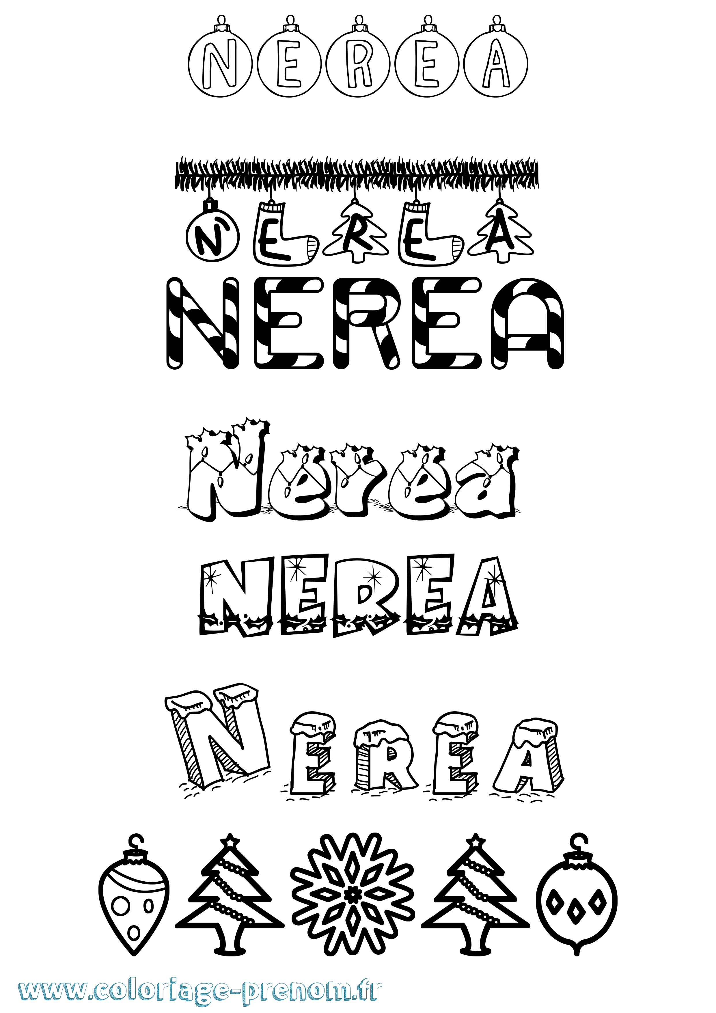 Coloriage Nerea Noël Coloriage prénom Nerea Noël