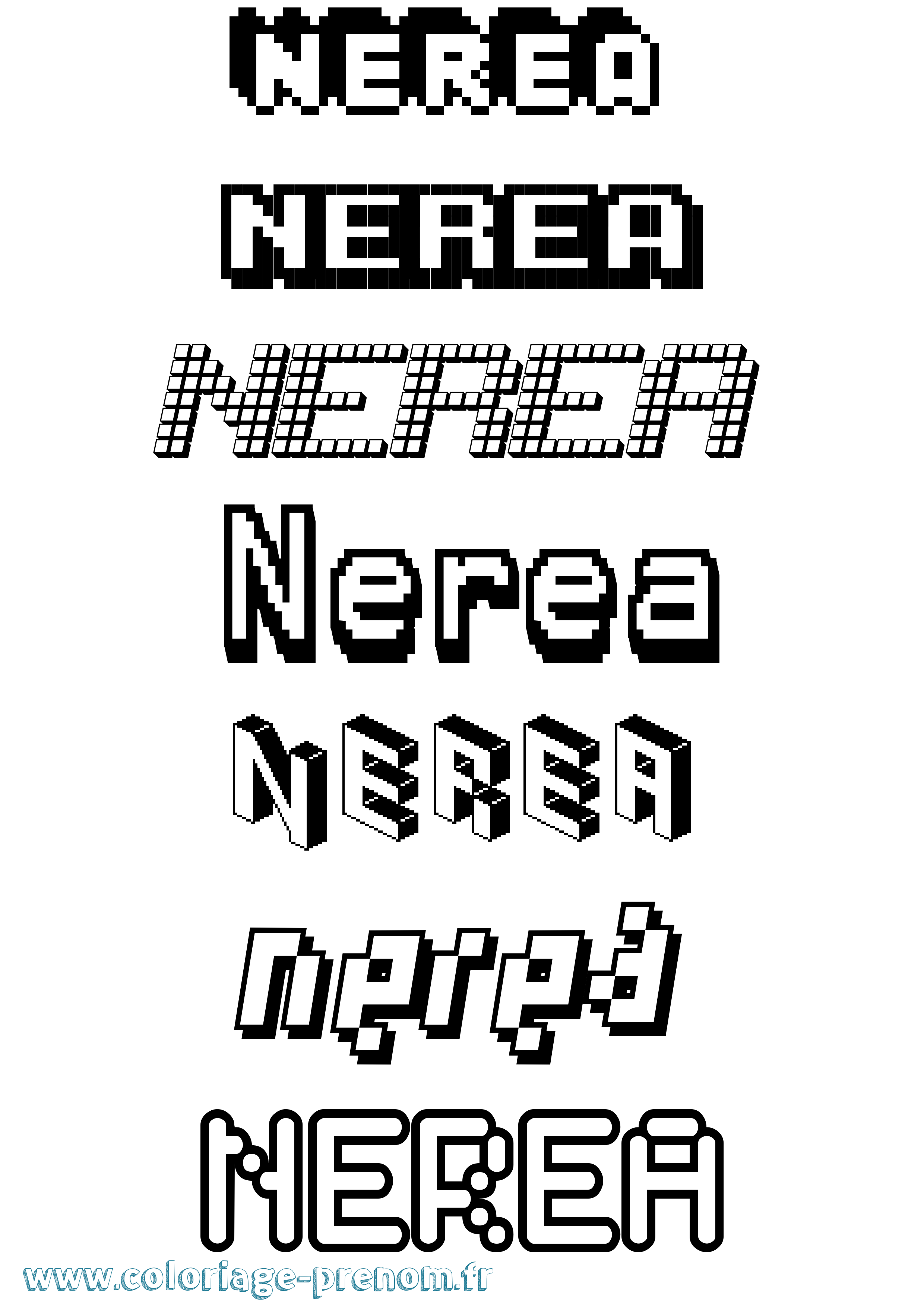 Coloriage Nerea Pixel Coloriage prénom Nerea Pixel