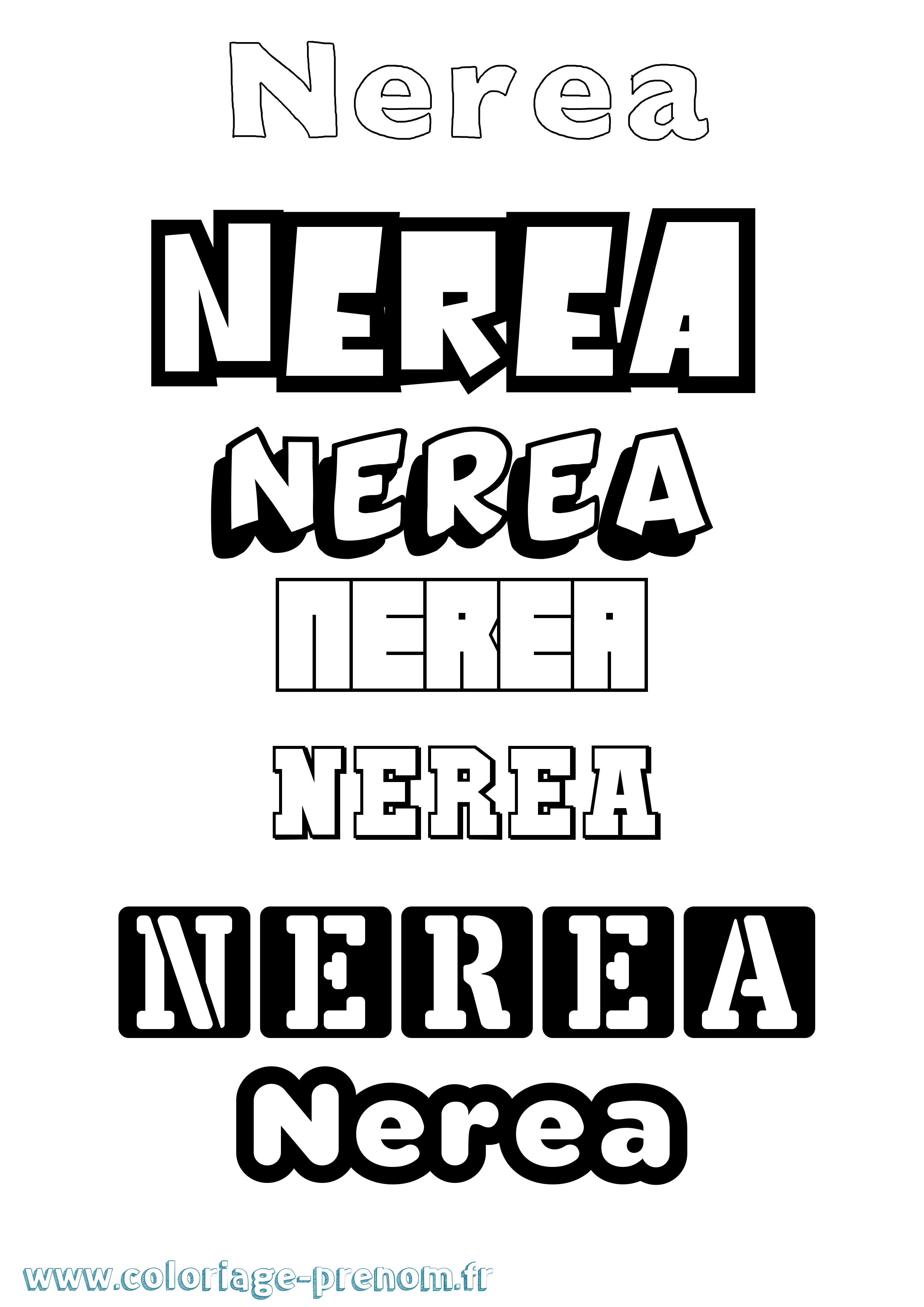 Coloriage Nerea Simple Coloriage prénom Nerea Simple