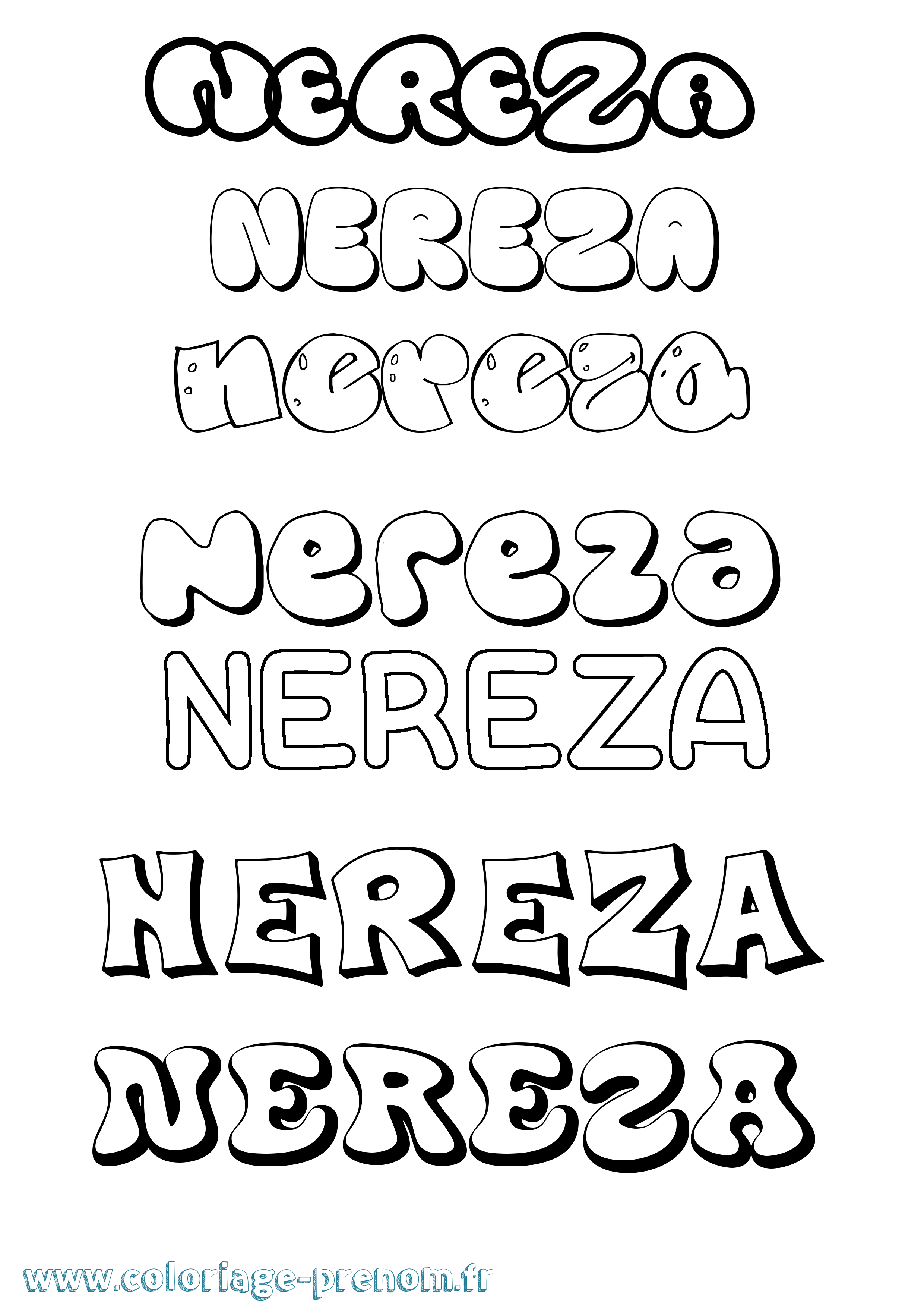Coloriage Nereza Bubble Coloriage prénom Nereza Bubble