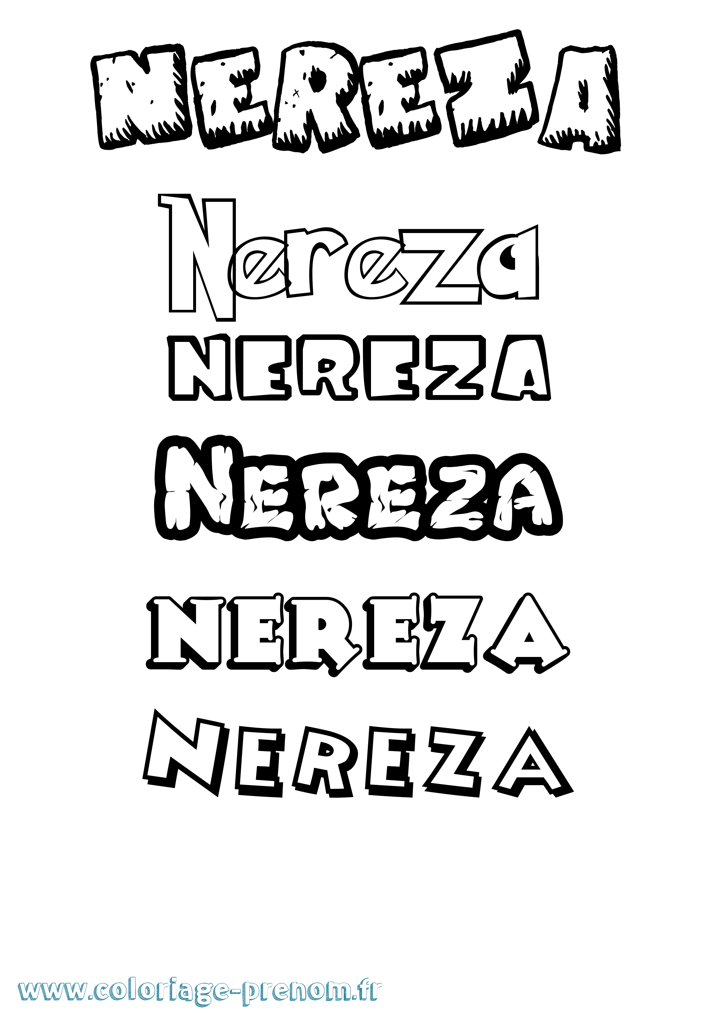 Coloriage Nereza Dessin Animé Coloriage prénom Nereza Dessin Animé