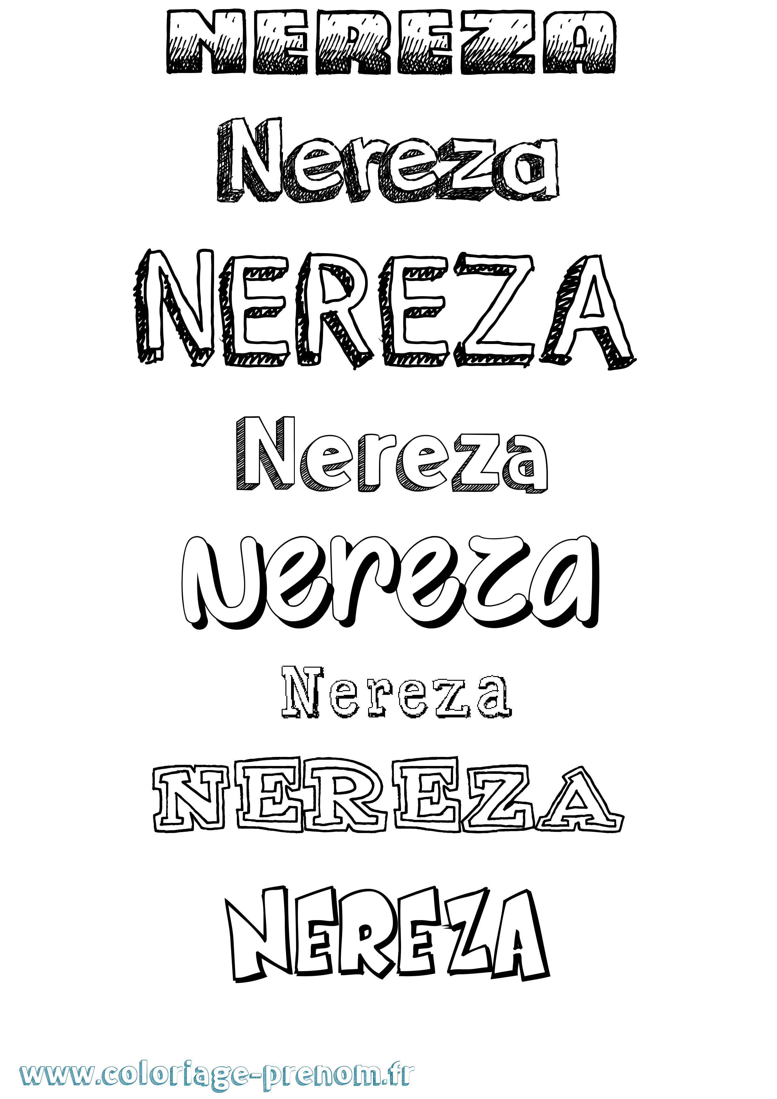 Coloriage Nereza Dessiné Coloriage prénom Nereza Dessiné