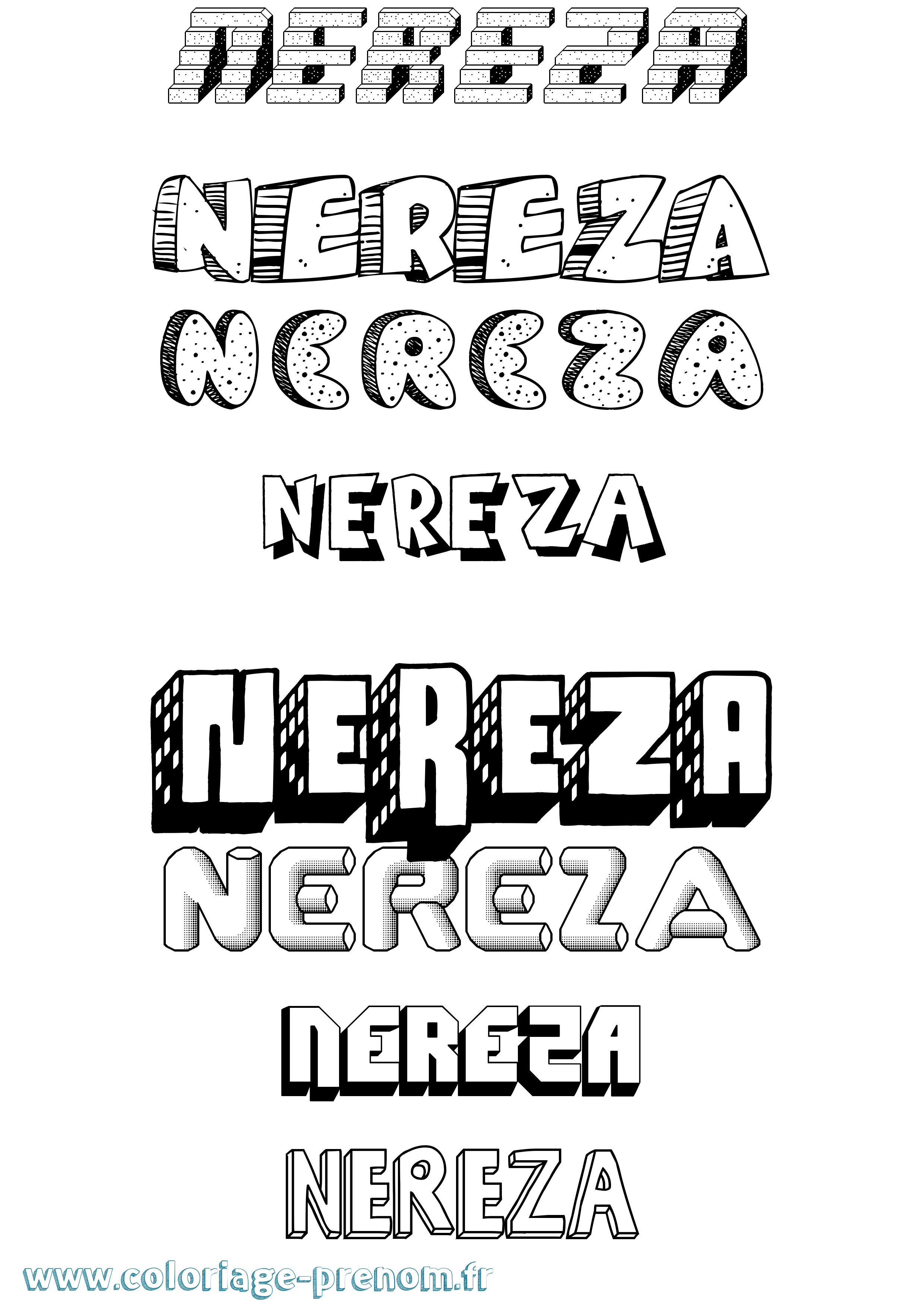 Coloriage Nereza Effet 3D Coloriage prénom Nereza Effet 3D