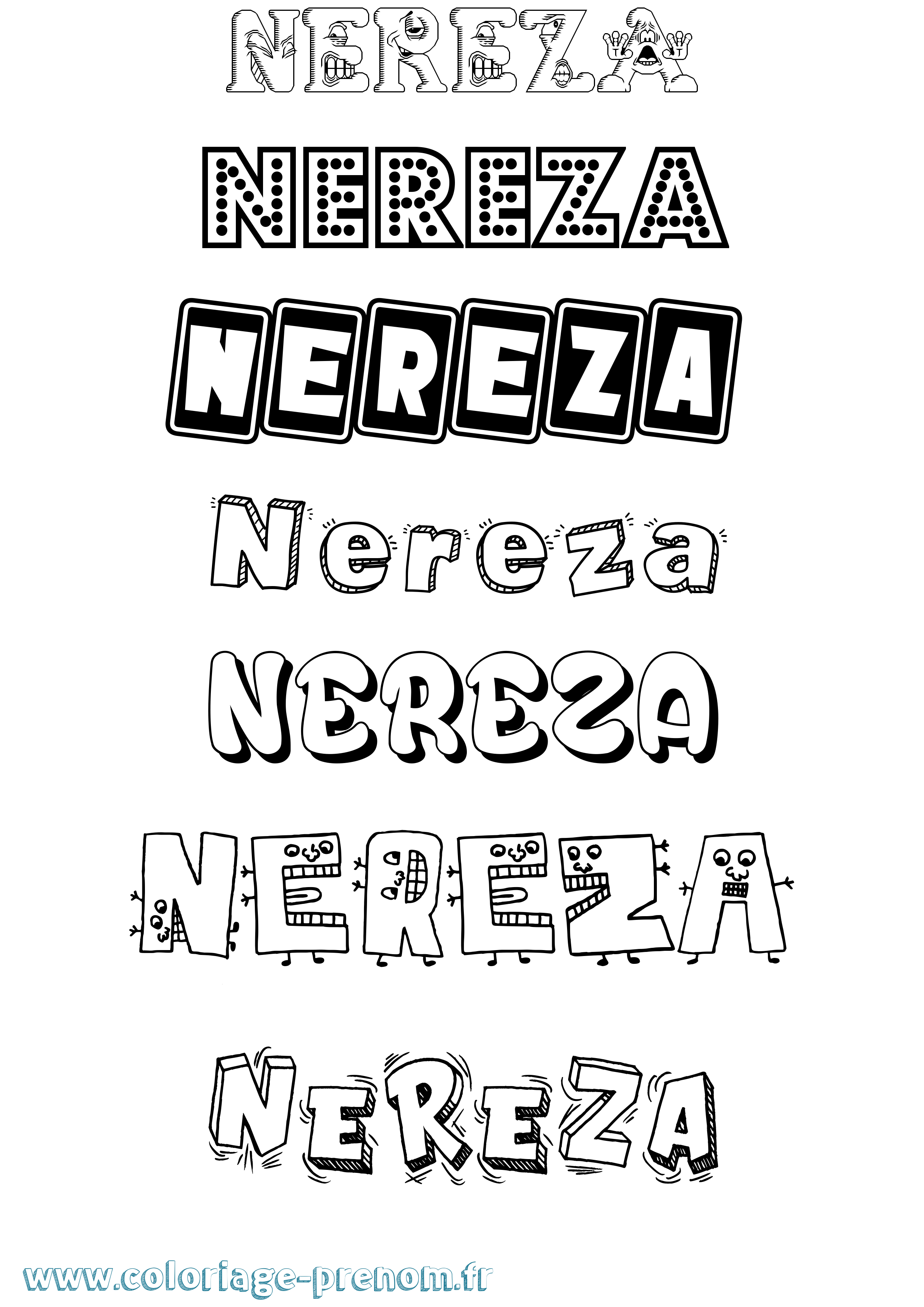 Coloriage Nereza Fun Coloriage prénom Nereza Fun