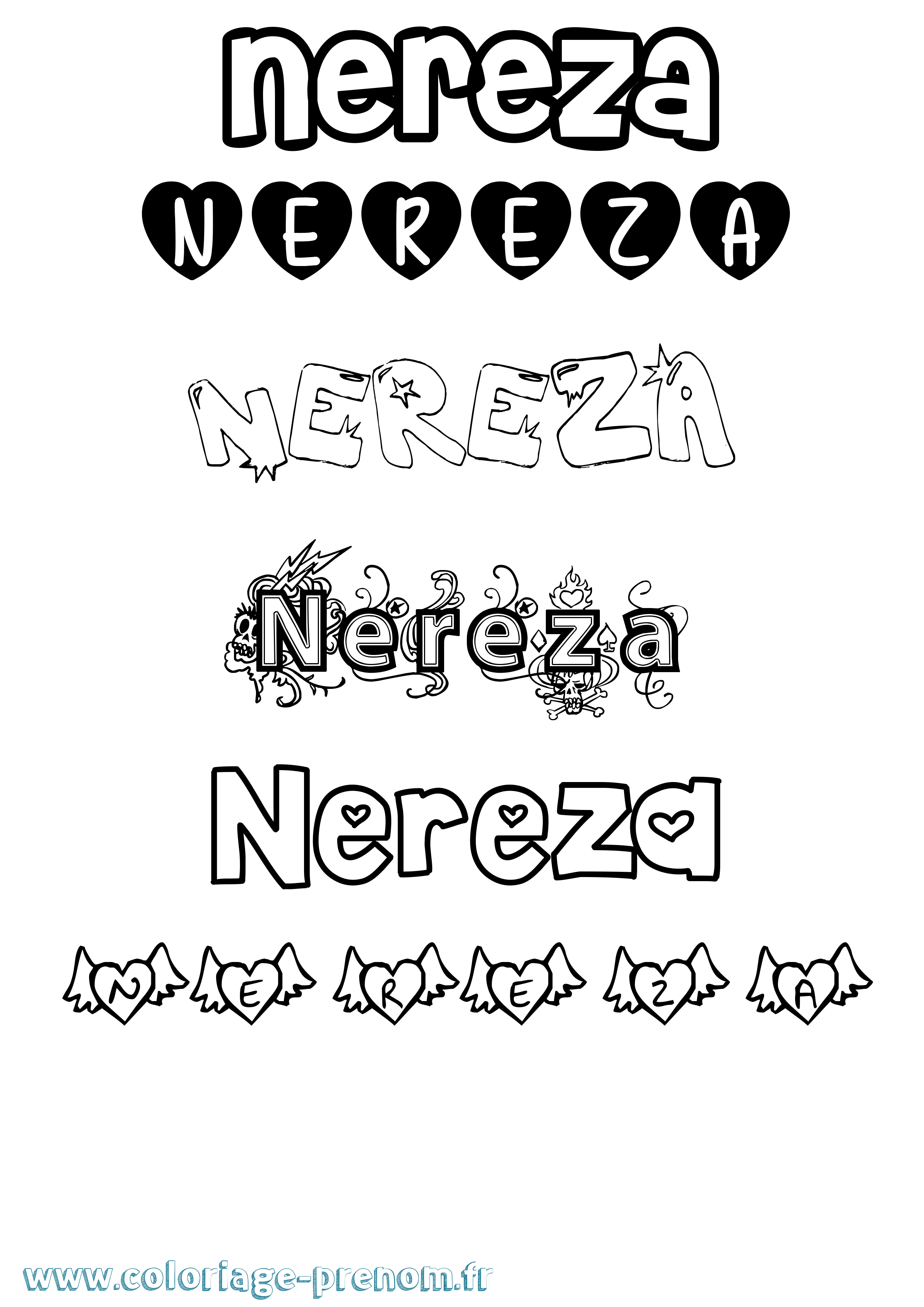 Coloriage Nereza Girly Coloriage prénom Nereza Girly