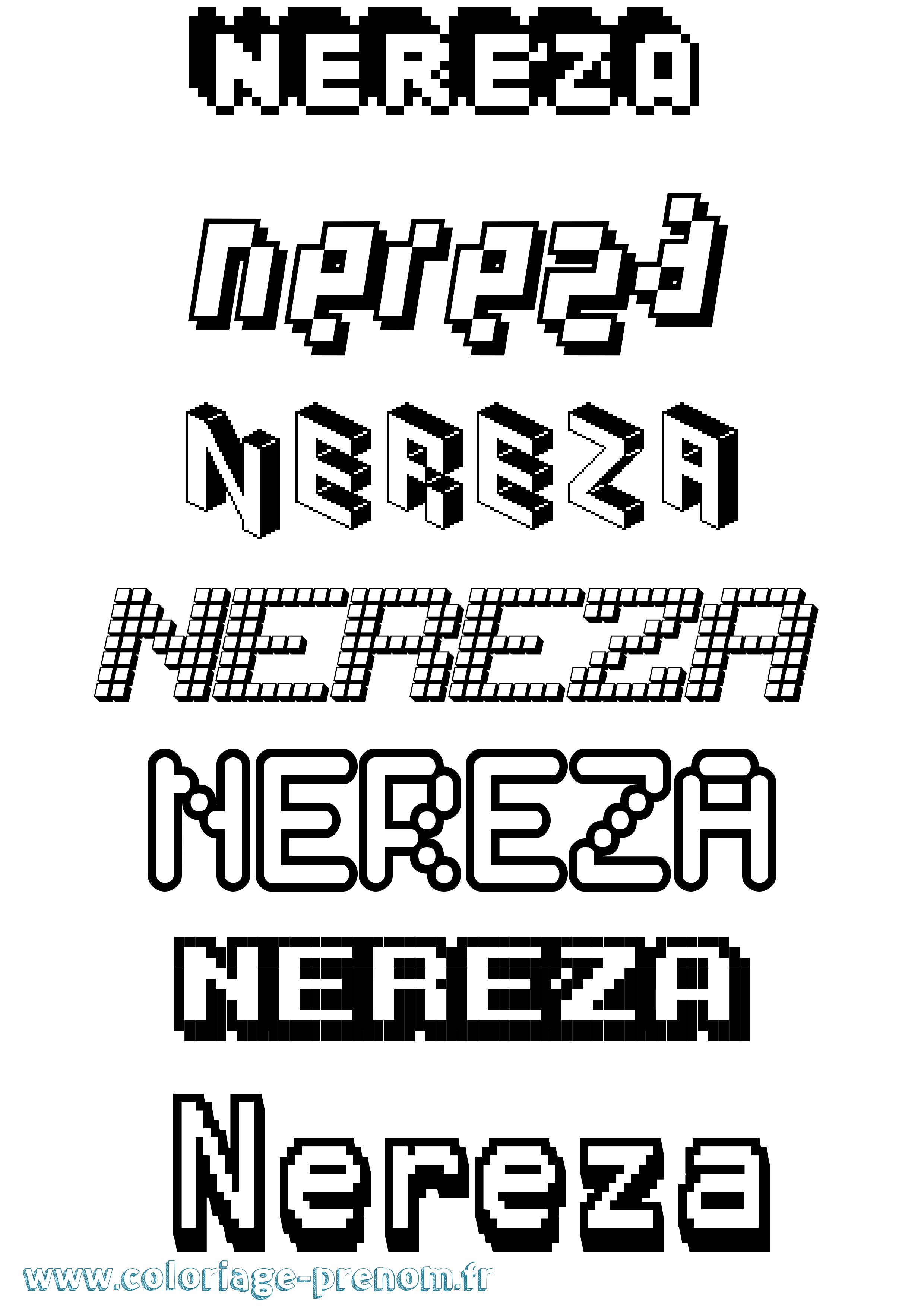 Coloriage Nereza Pixel Coloriage prénom Nereza Pixel