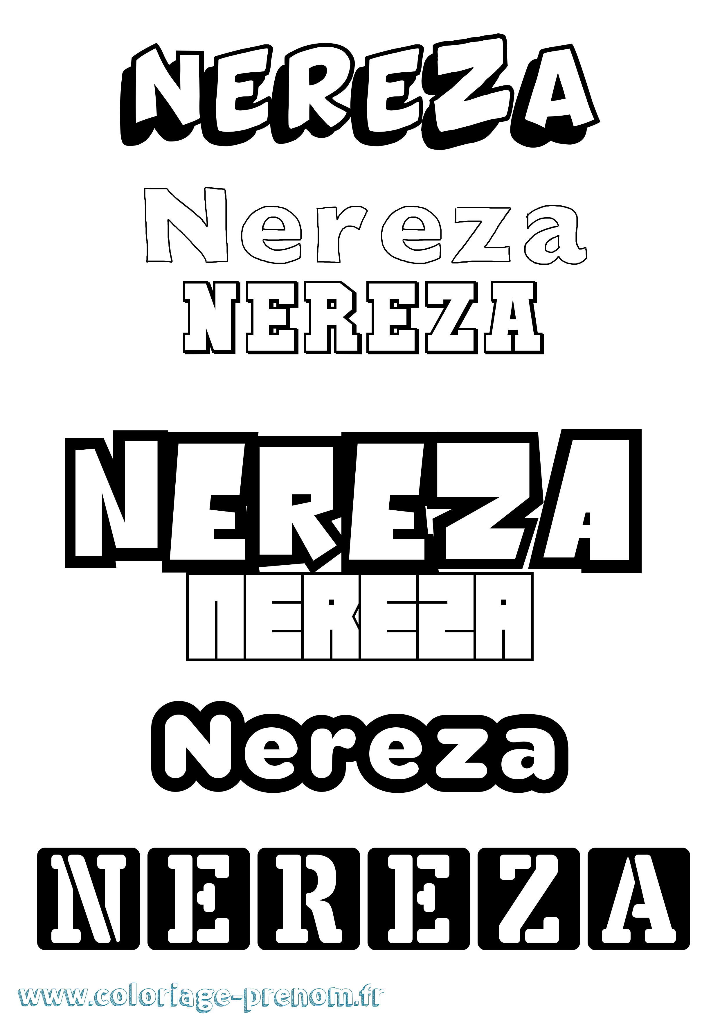 Coloriage Nereza Simple Coloriage prénom Nereza Simple