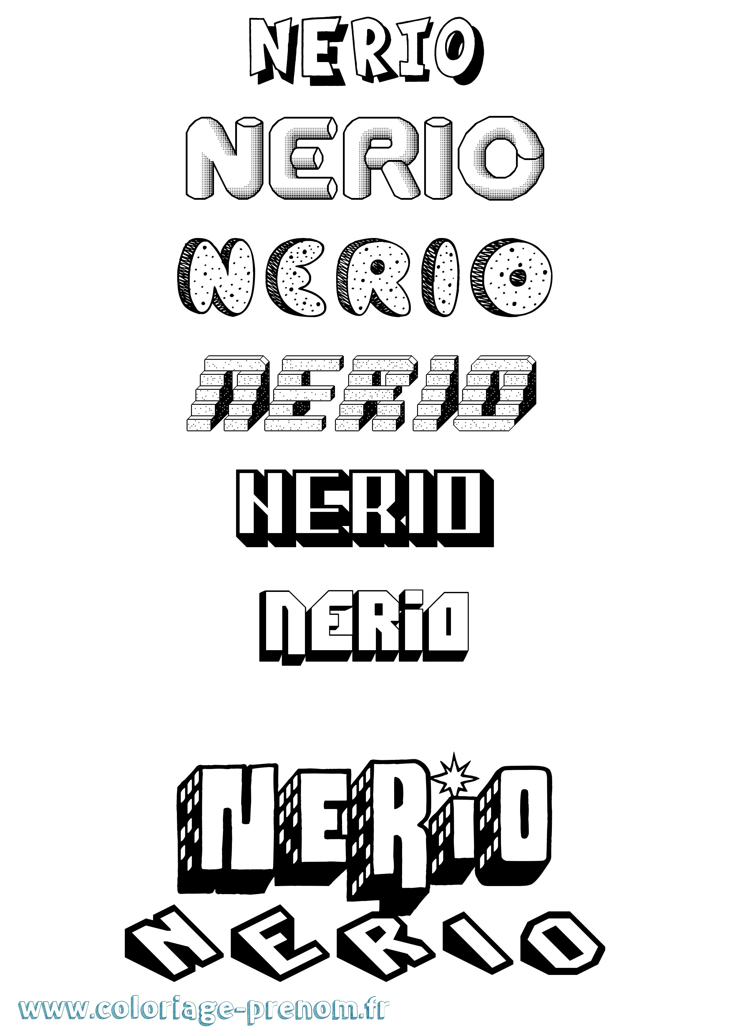 Coloriage Nerio Effet 3D Coloriage prénom Nerio Effet 3D