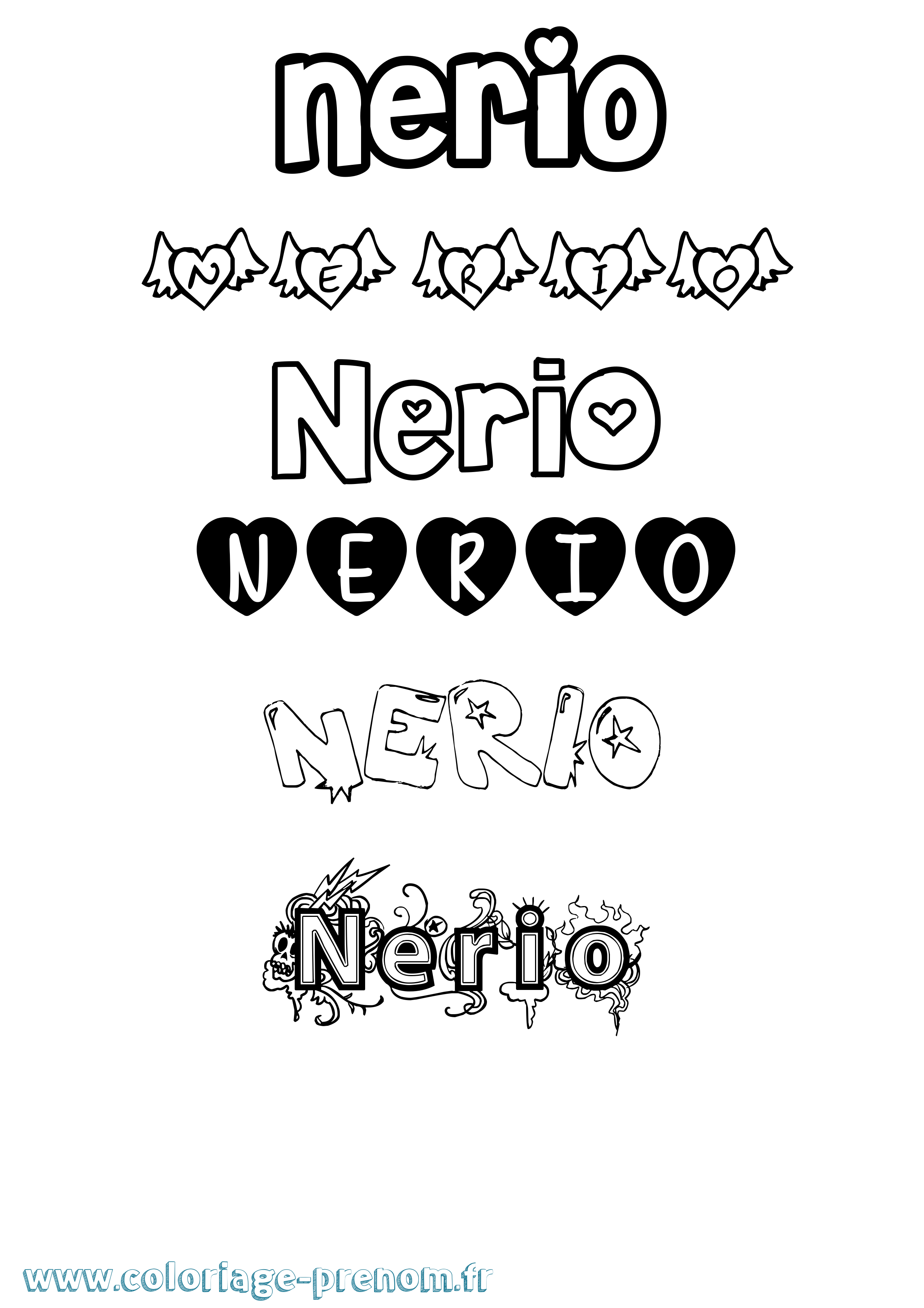 Coloriage Nerio Girly Coloriage prénom Nerio Girly