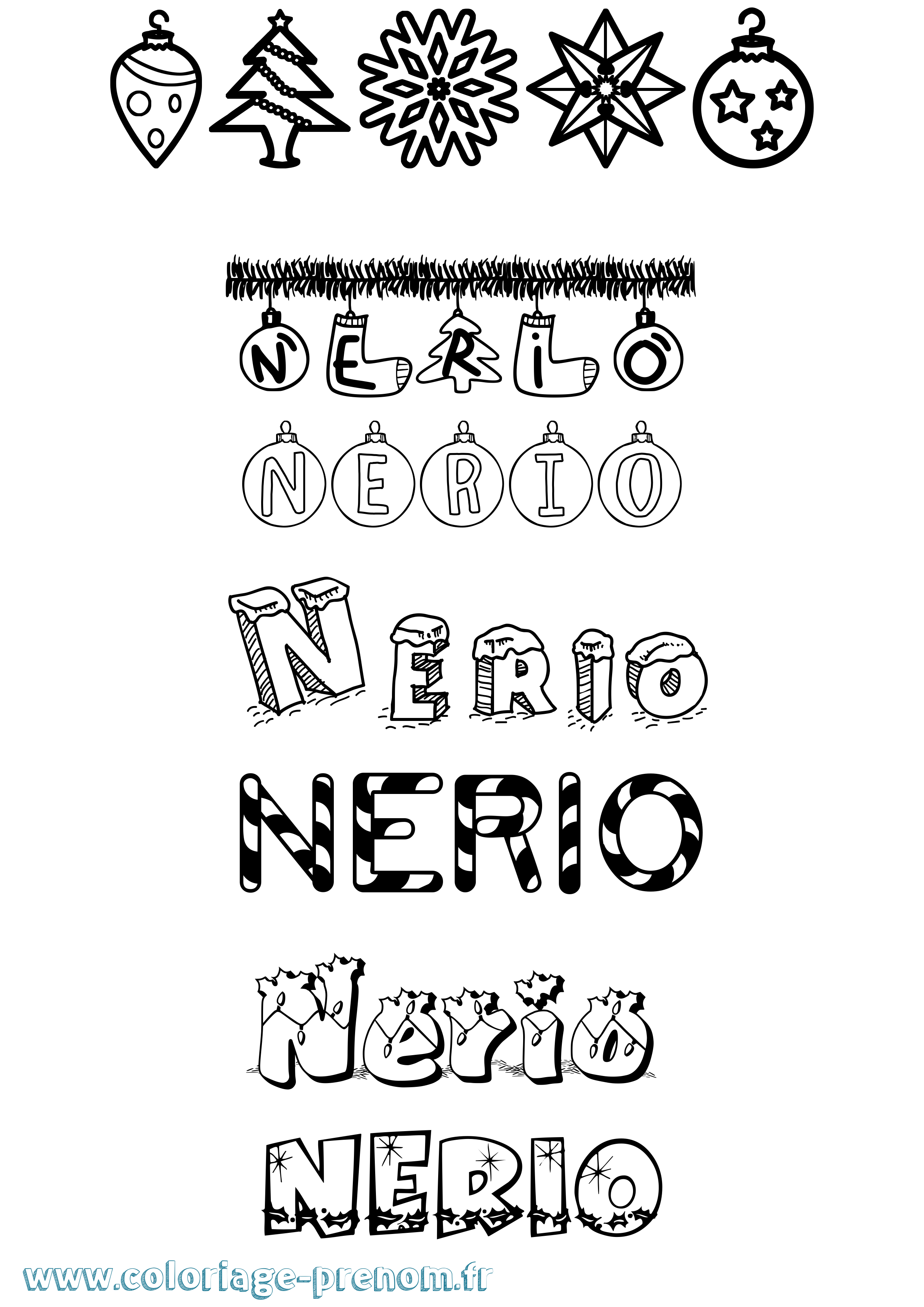 Coloriage Nerio Noël Coloriage prénom Nerio Noël