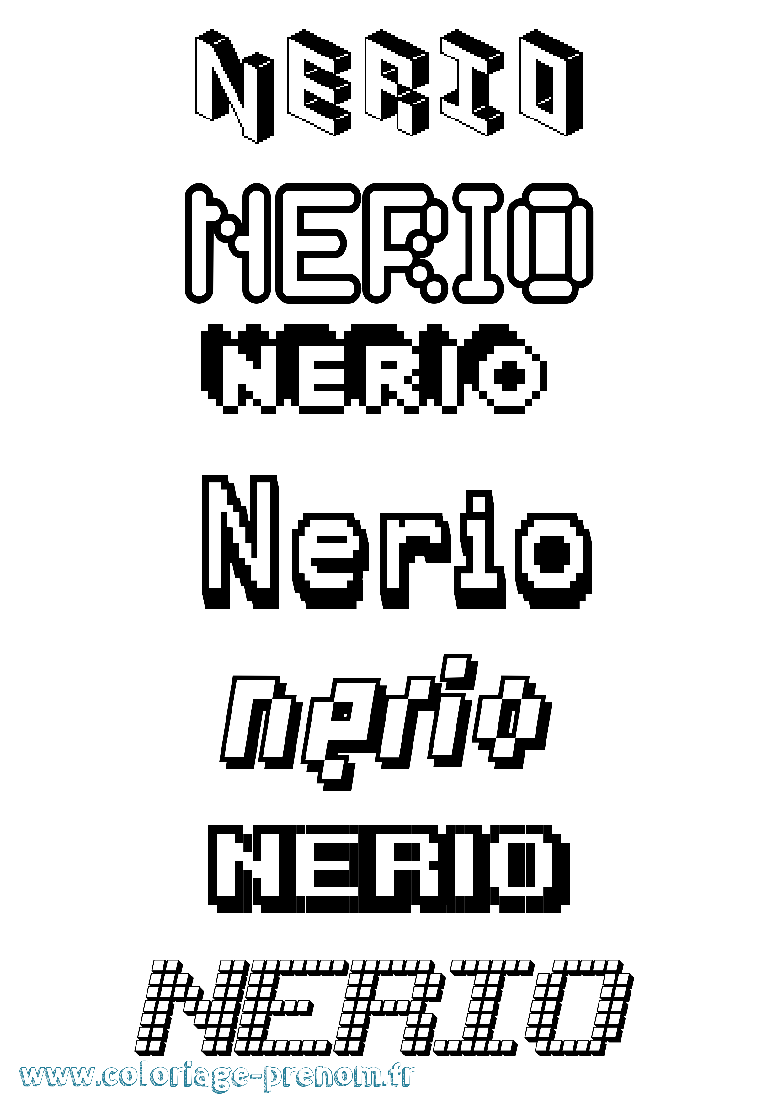Coloriage Nerio Pixel Coloriage prénom Nerio Pixel