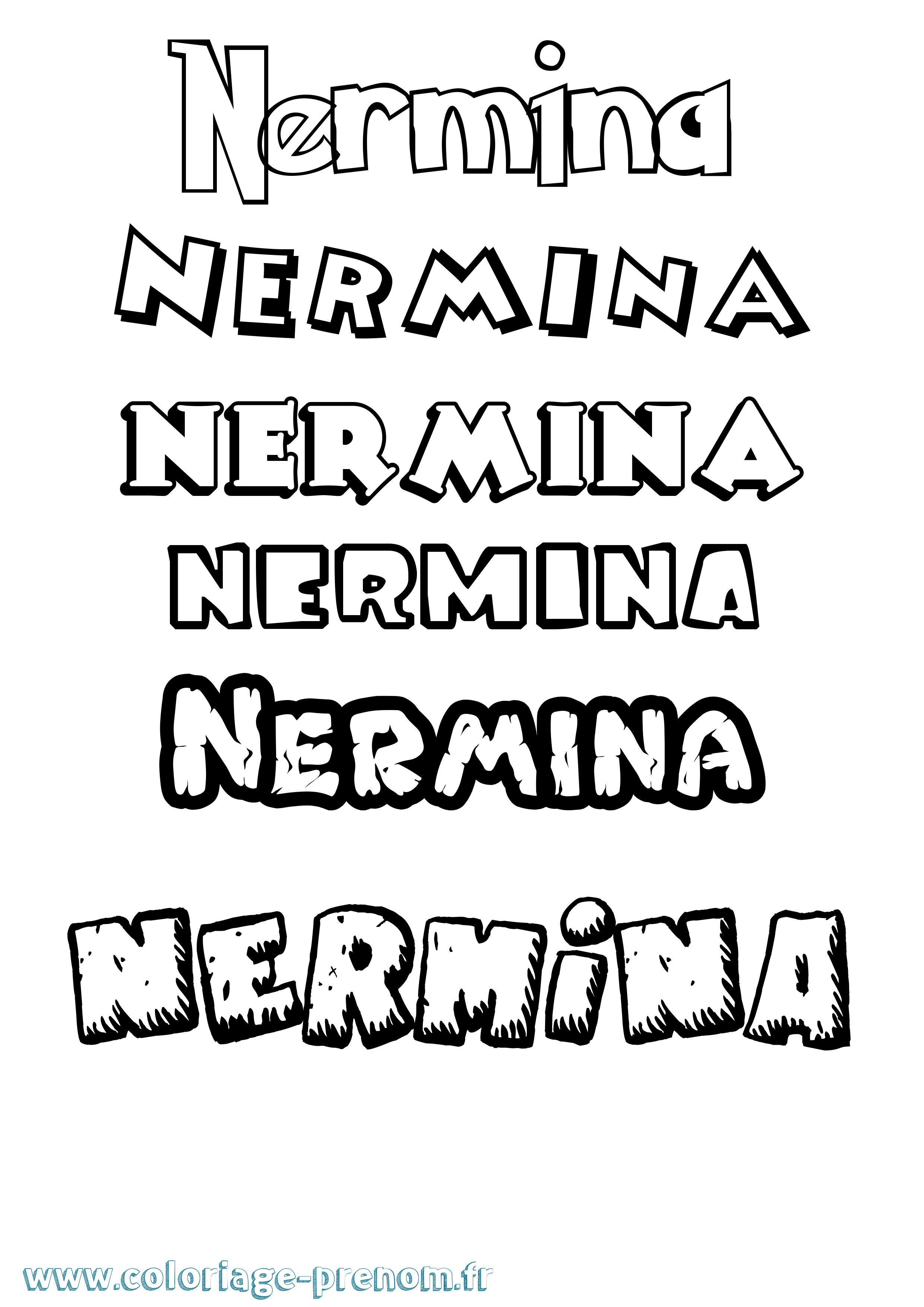 Coloriage Nermina Dessin Animé Coloriage prénom Nermina Dessin Animé