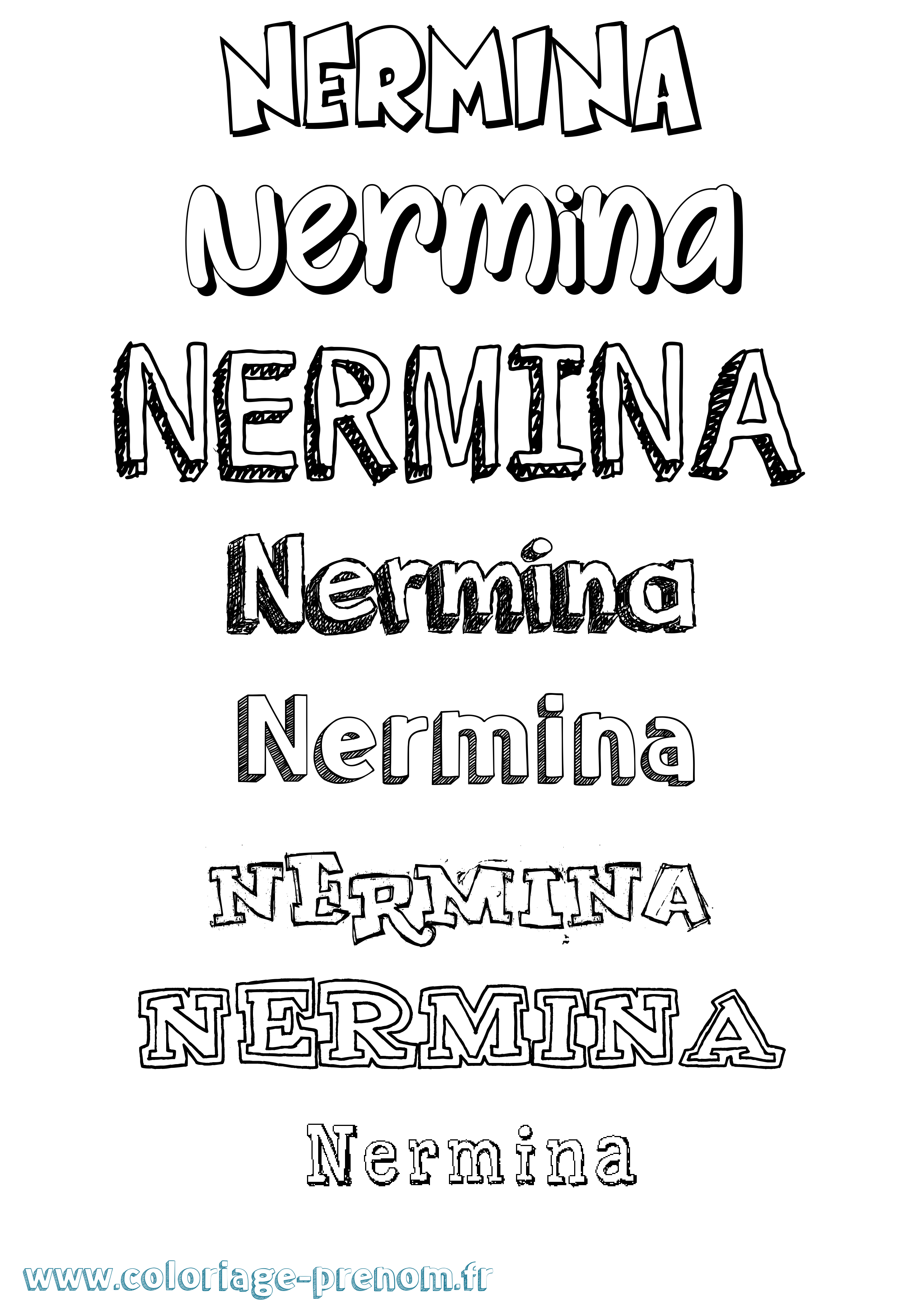 Coloriage Nermina Dessiné Coloriage prénom Nermina Dessiné