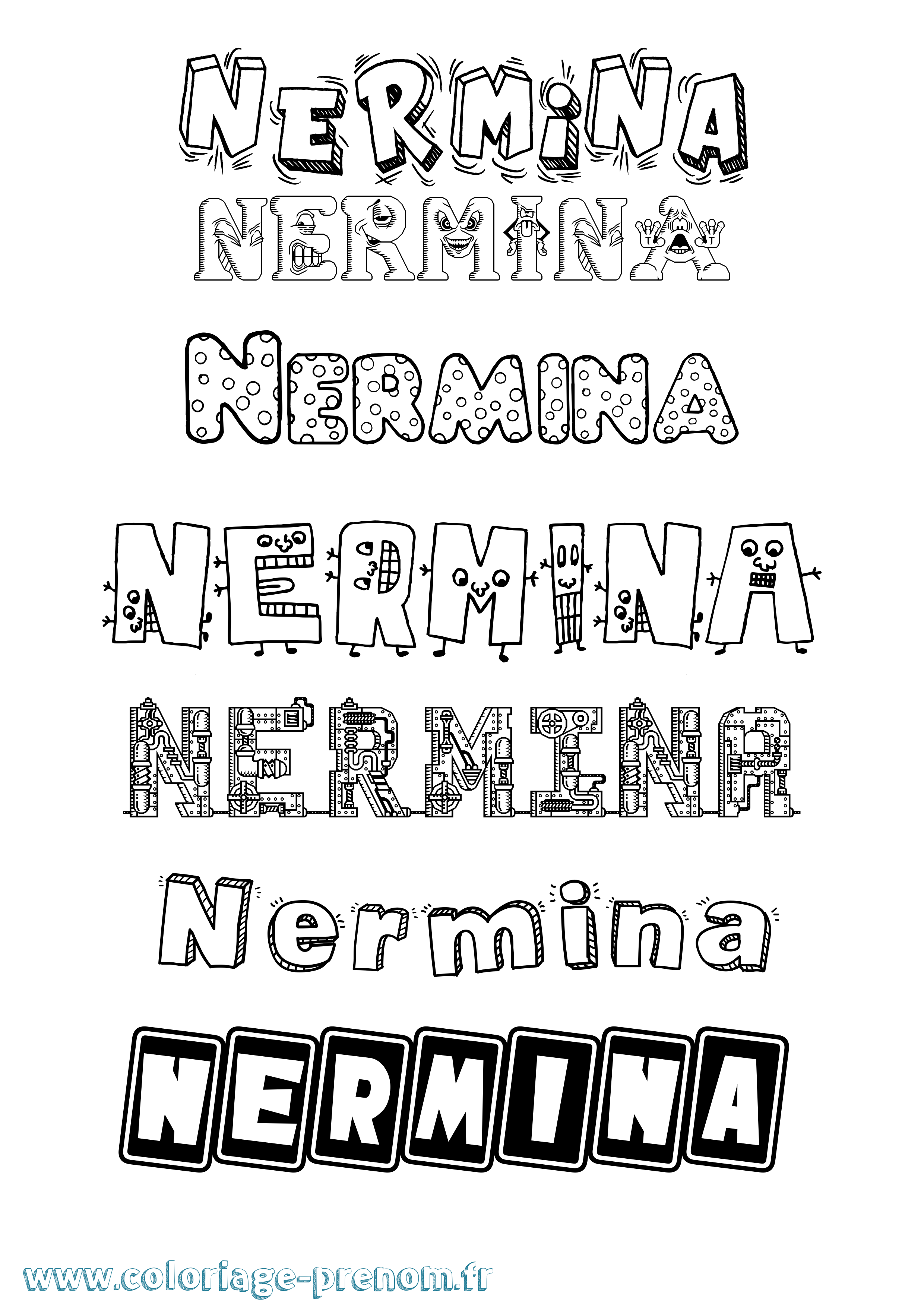 Coloriage Nermina Fun Coloriage prénom Nermina Fun
