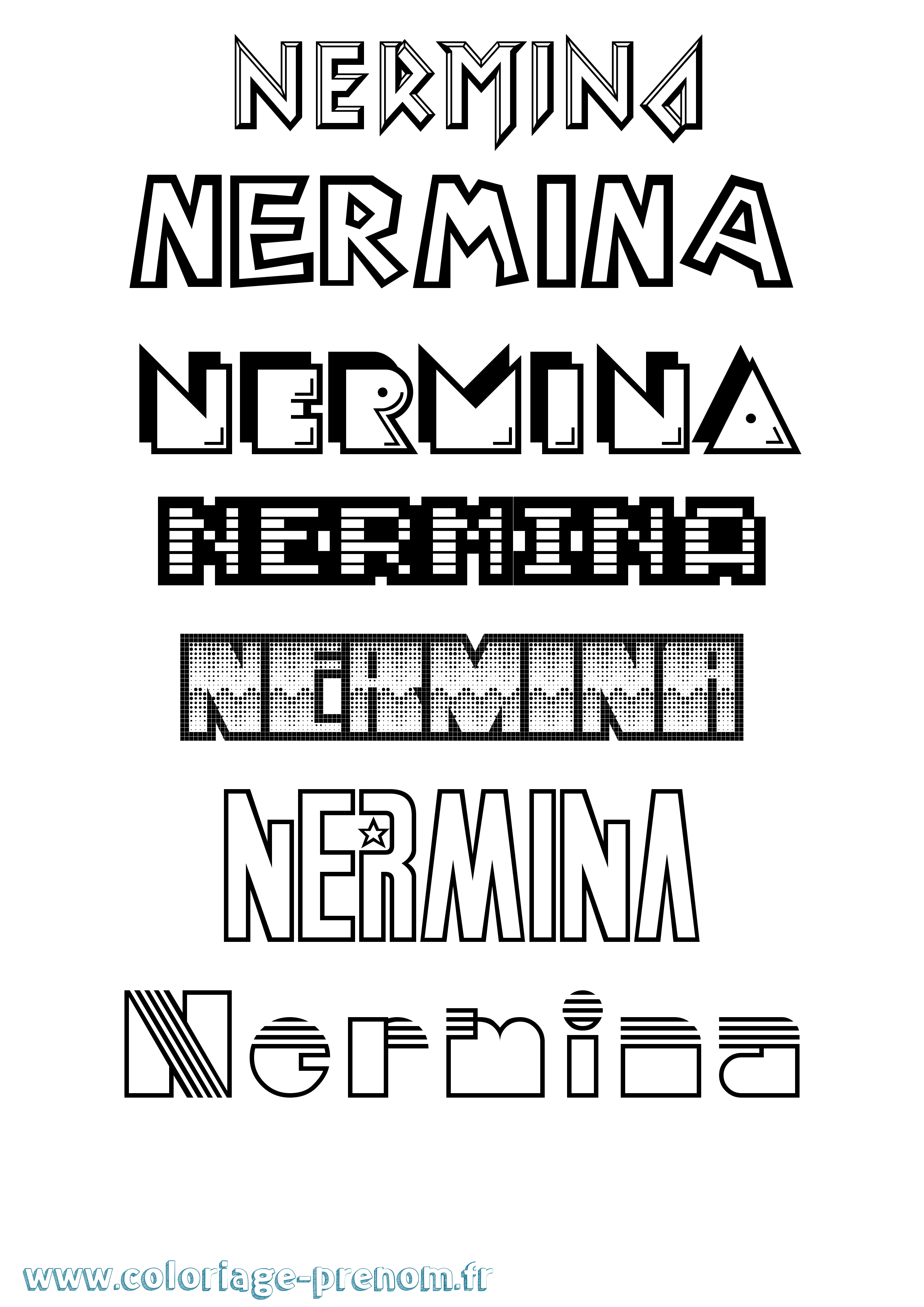 Coloriage Nermina Jeux Vidéos Coloriage prénom Nermina Jeux Vidéos