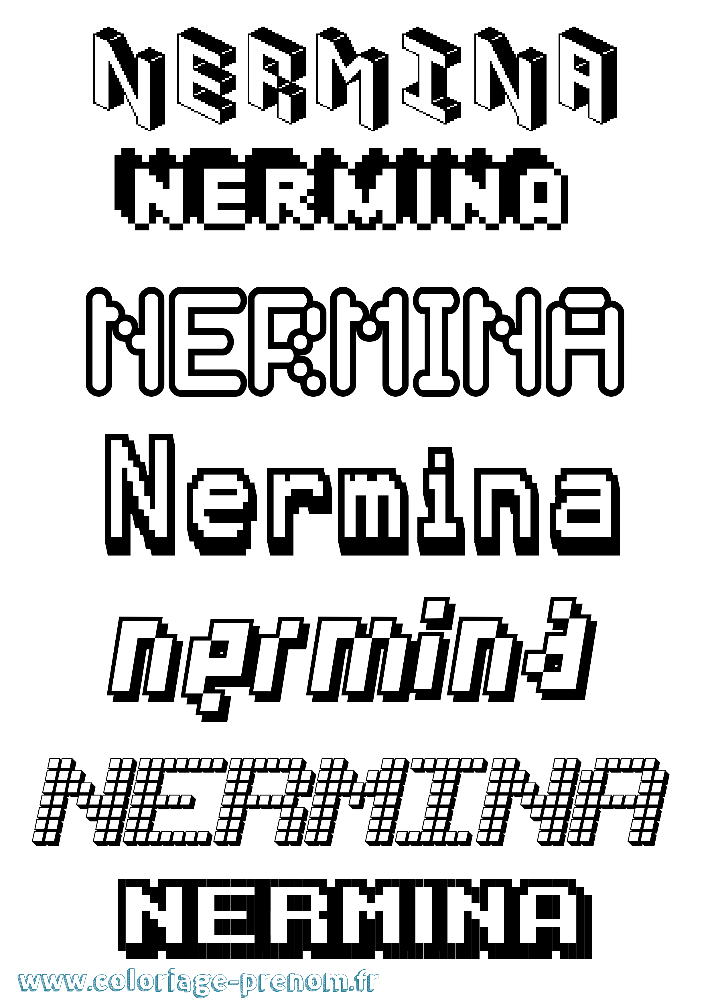 Coloriage Nermina Pixel Coloriage prénom Nermina Pixel