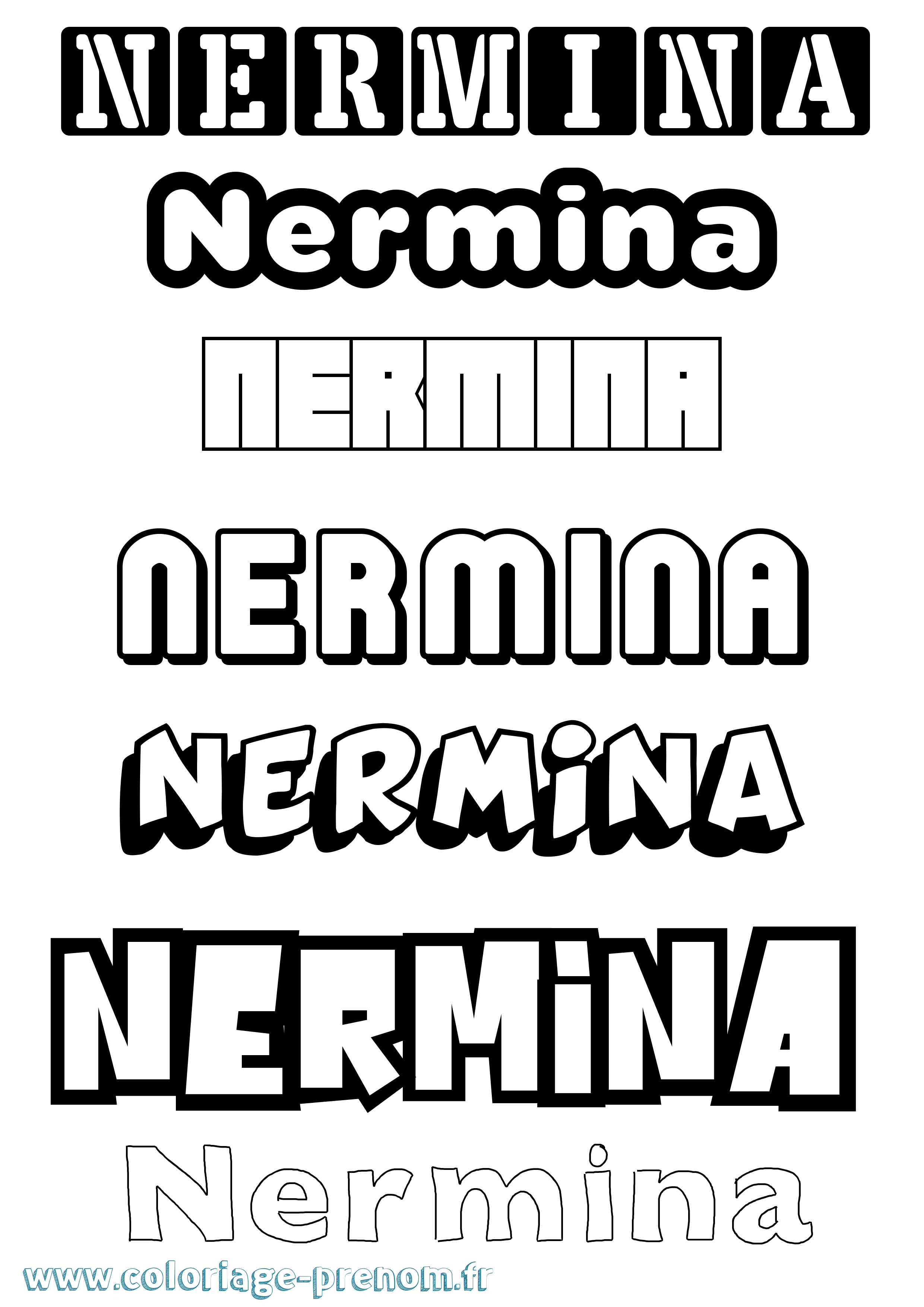 Coloriage Nermina Simple Coloriage prénom Nermina Simple