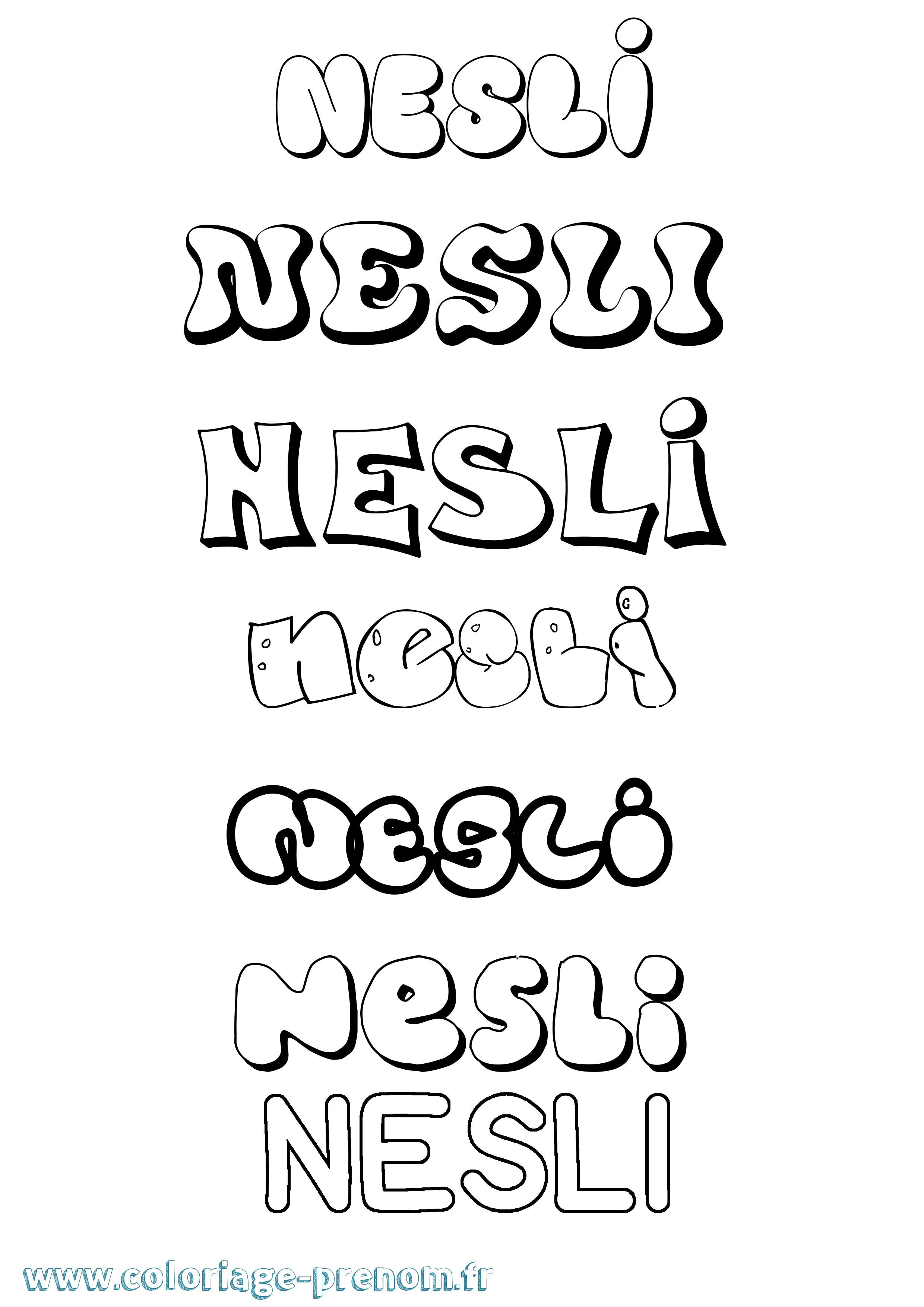Coloriage Nesli Bubble Coloriage prénom Nesli Bubble