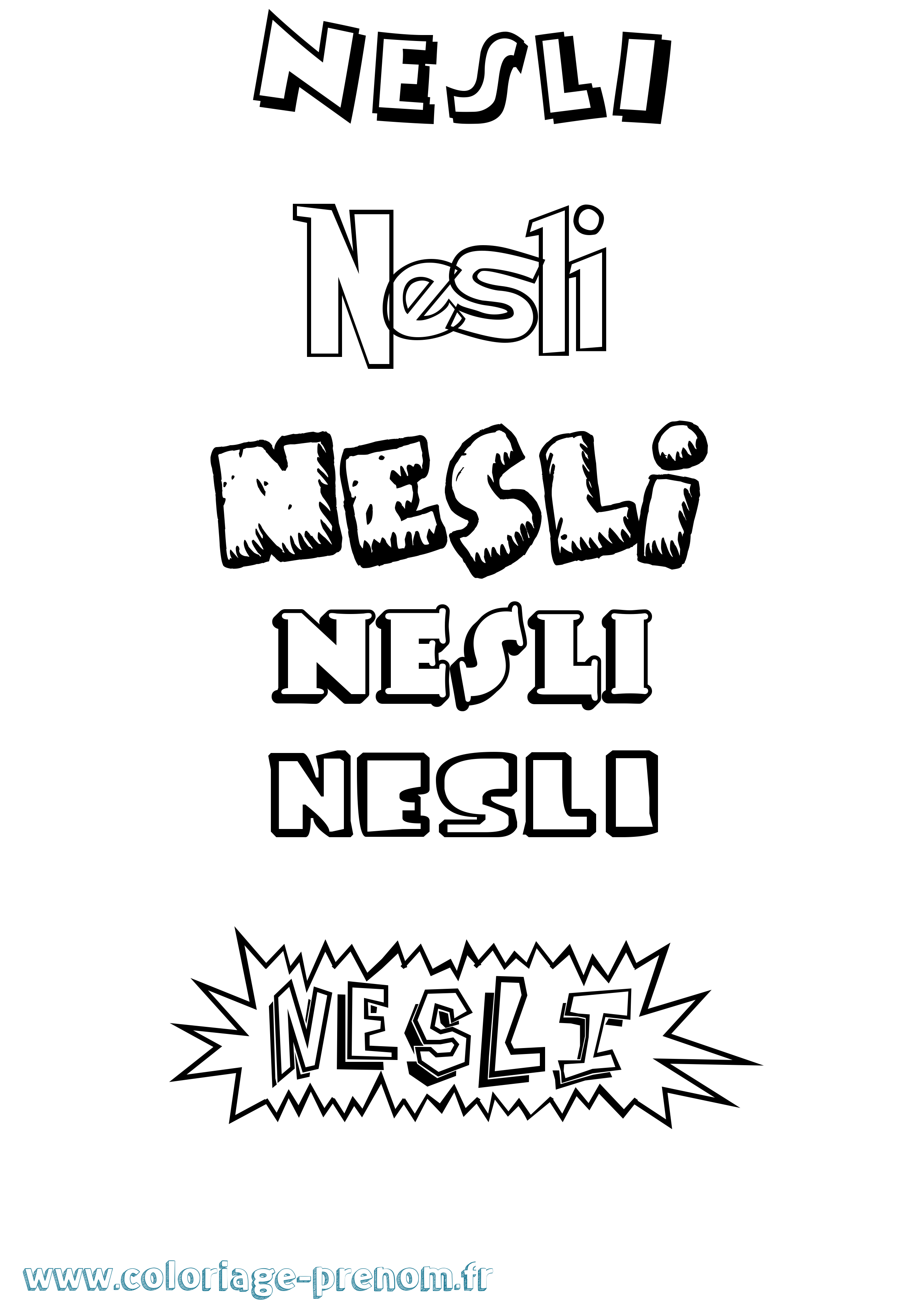 Coloriage Nesli Dessin Animé Coloriage prénom Nesli Dessin Animé