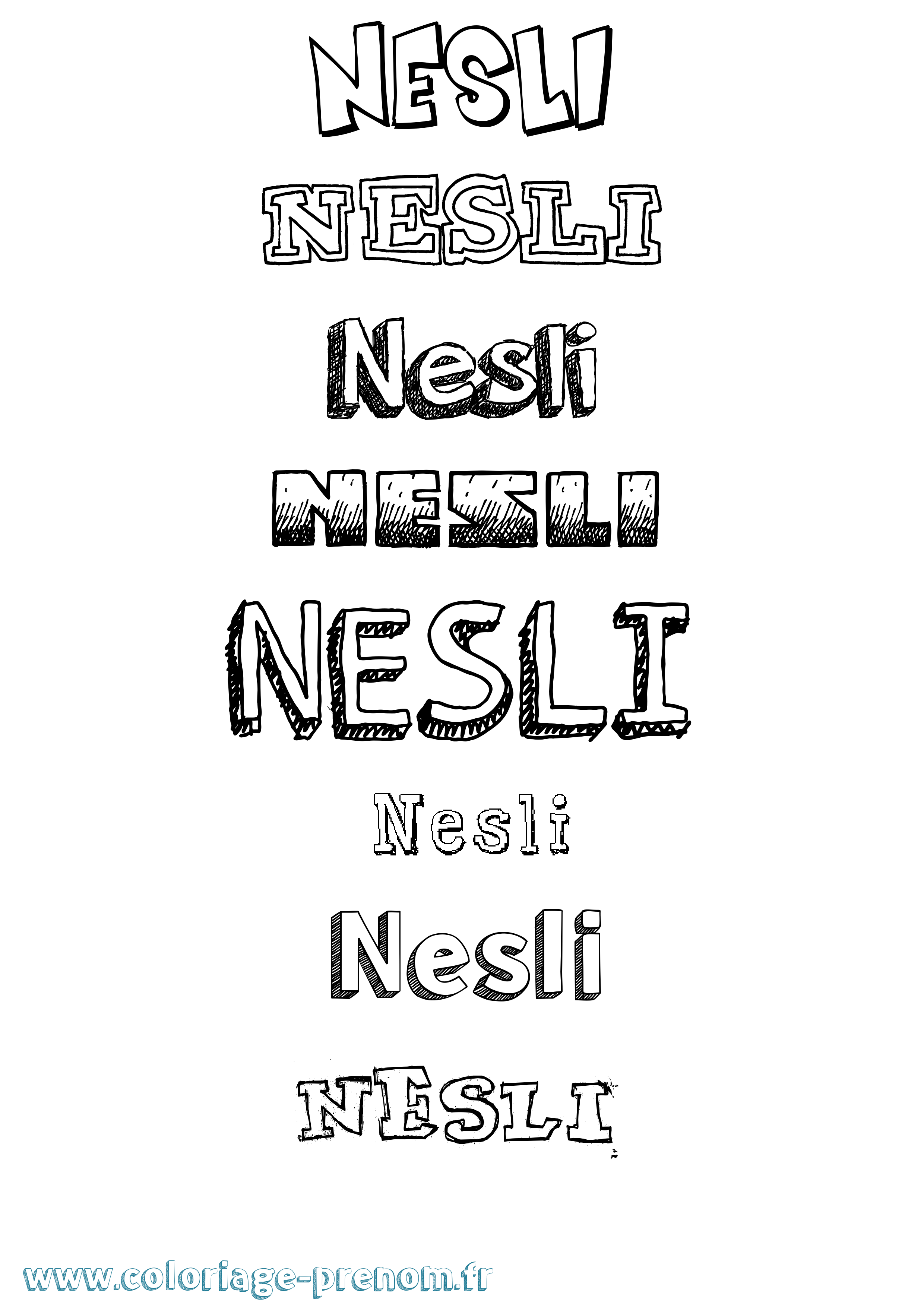 Coloriage Nesli Dessiné Coloriage prénom Nesli Dessiné