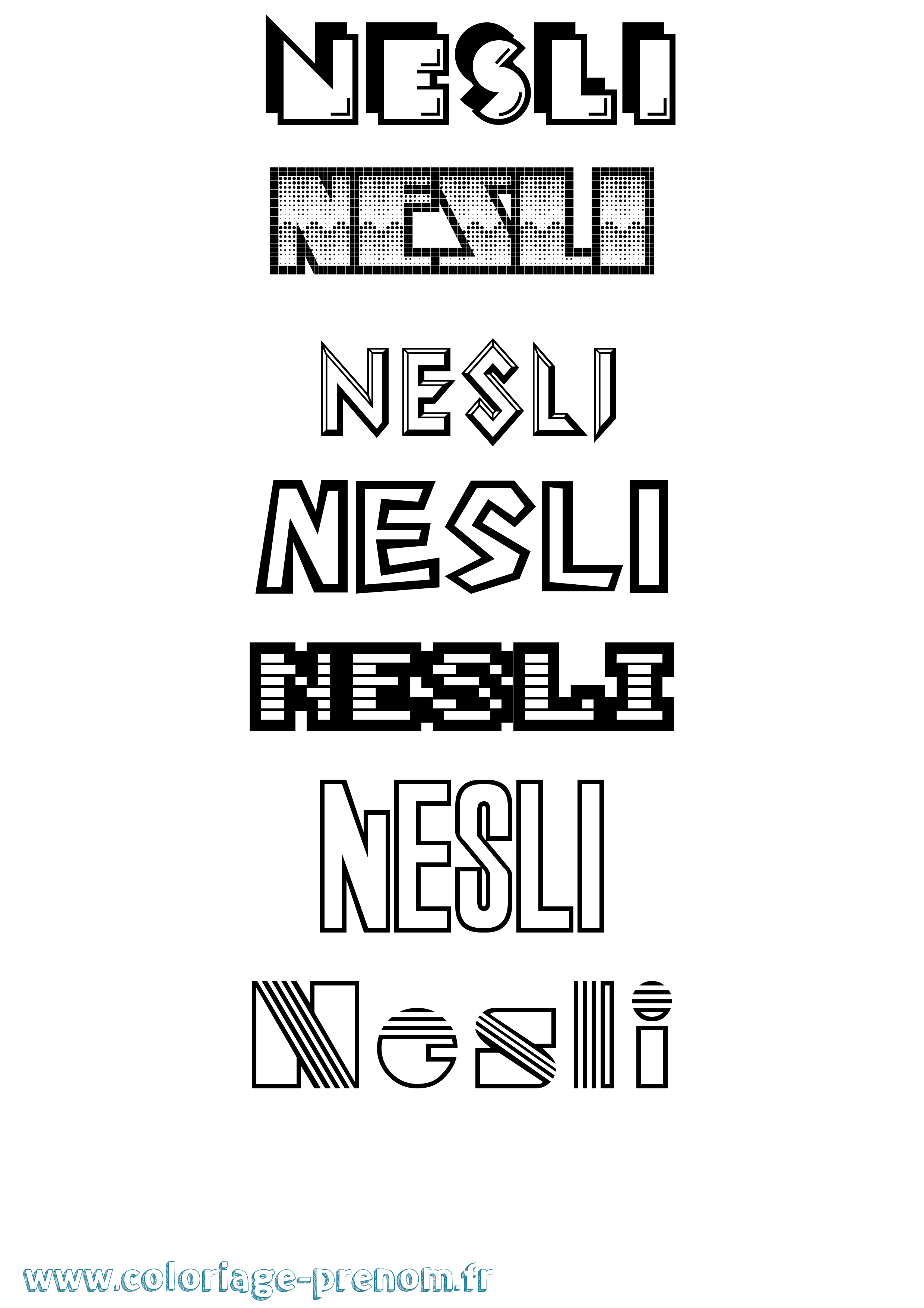 Coloriage Nesli Jeux Vidéos Coloriage prénom Nesli Jeux Vidéos