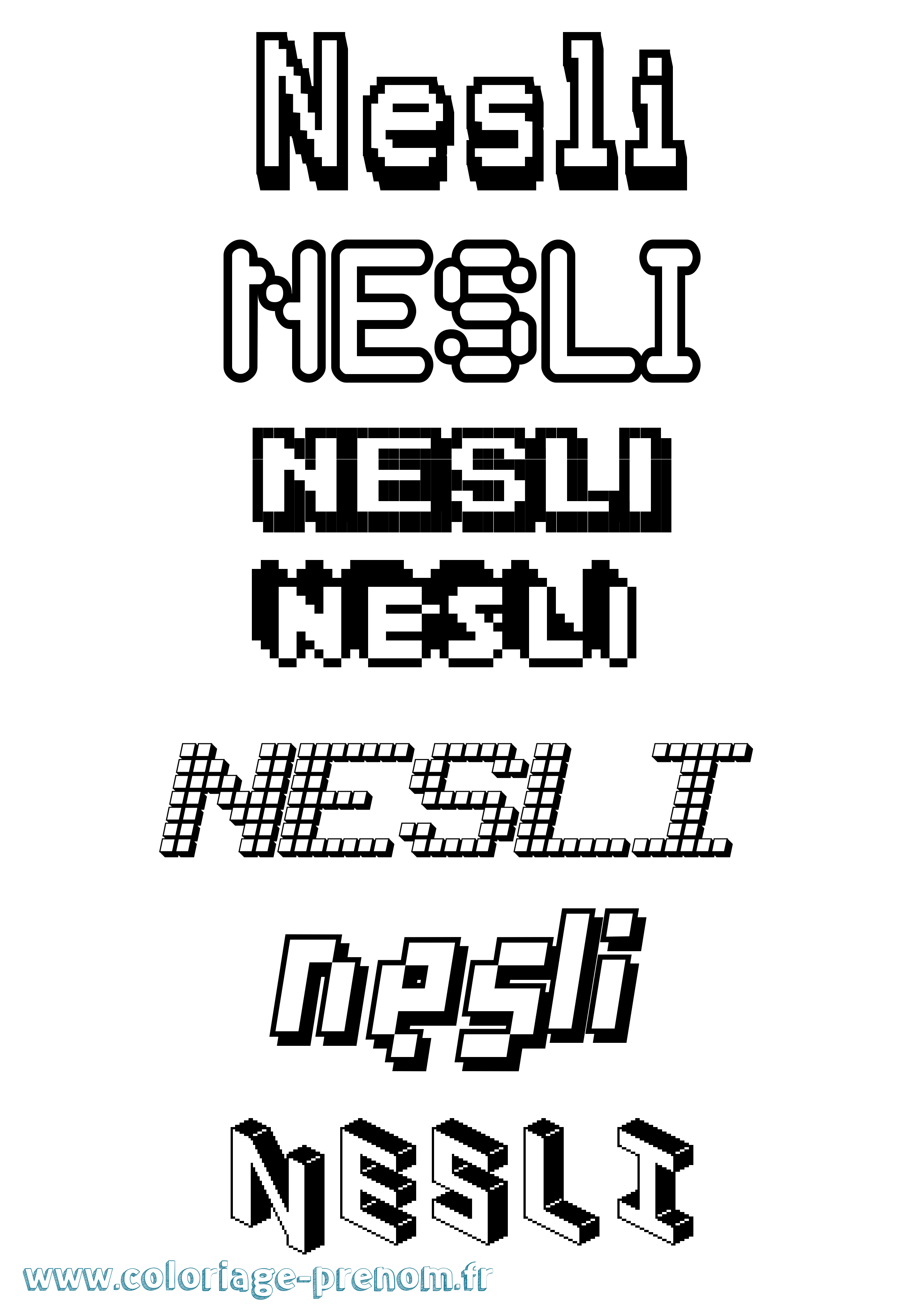 Coloriage Nesli Pixel Coloriage prénom Nesli Pixel