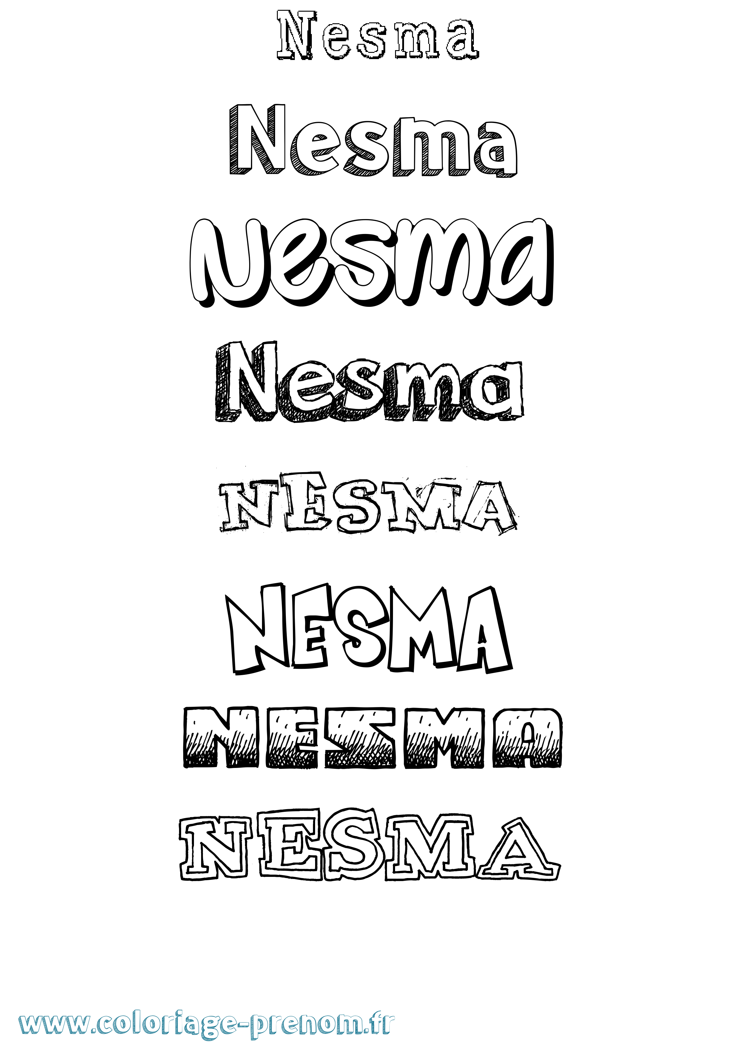 Coloriage Nesma Dessiné Coloriage prénom Nesma Dessiné
