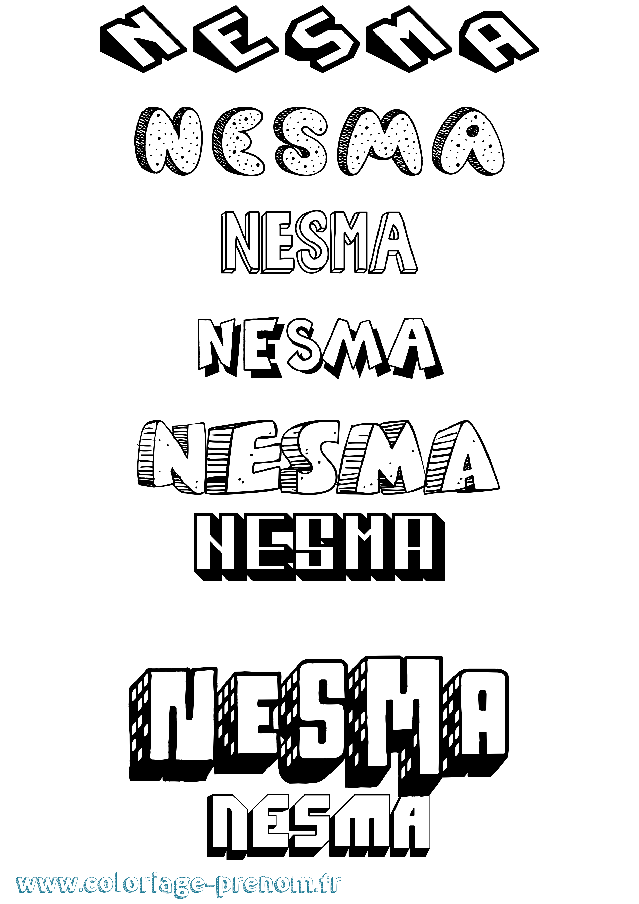 Coloriage Nesma Effet 3D Coloriage prénom Nesma Effet 3D