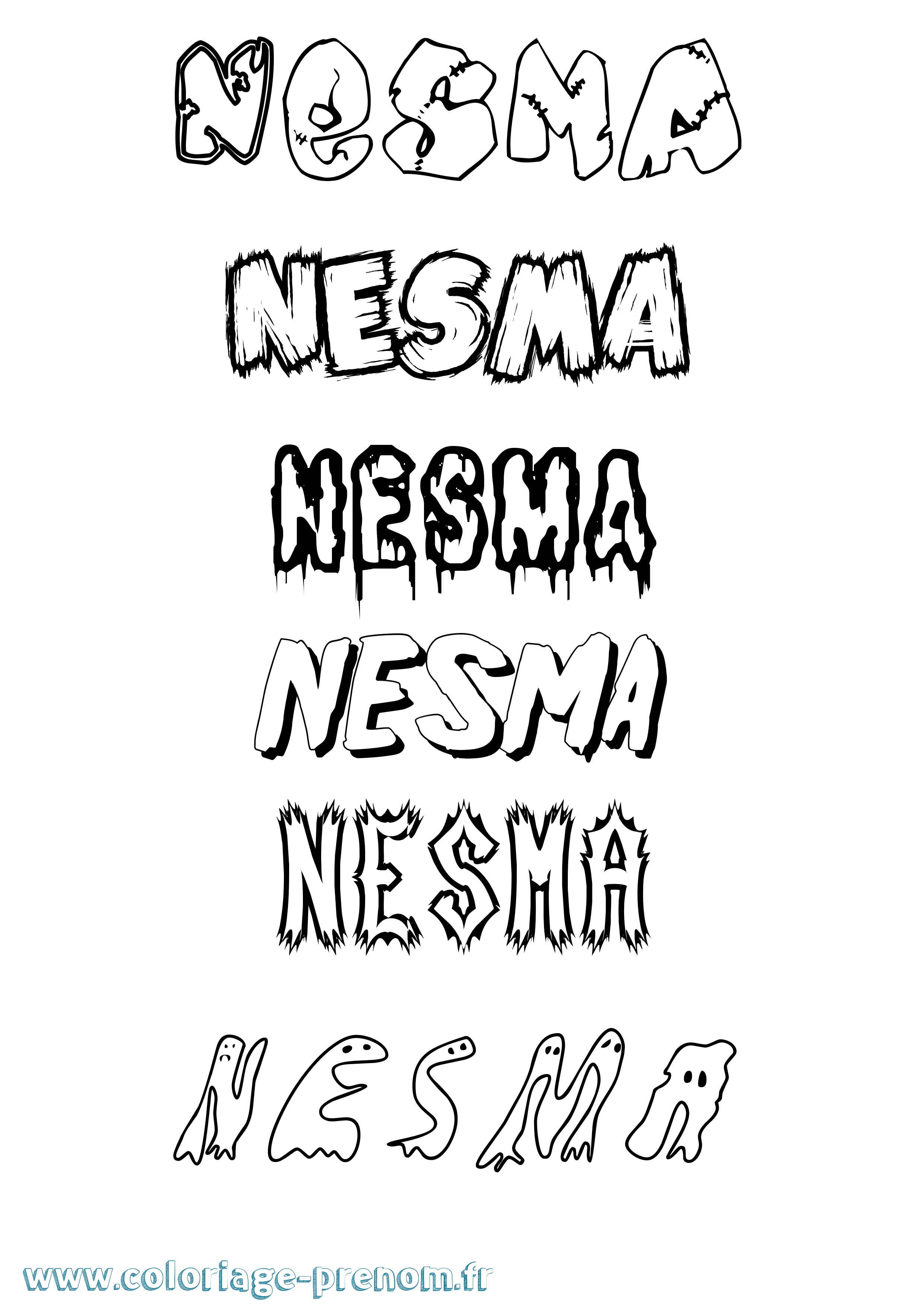 Coloriage Nesma Frisson Coloriage prénom Nesma Frisson