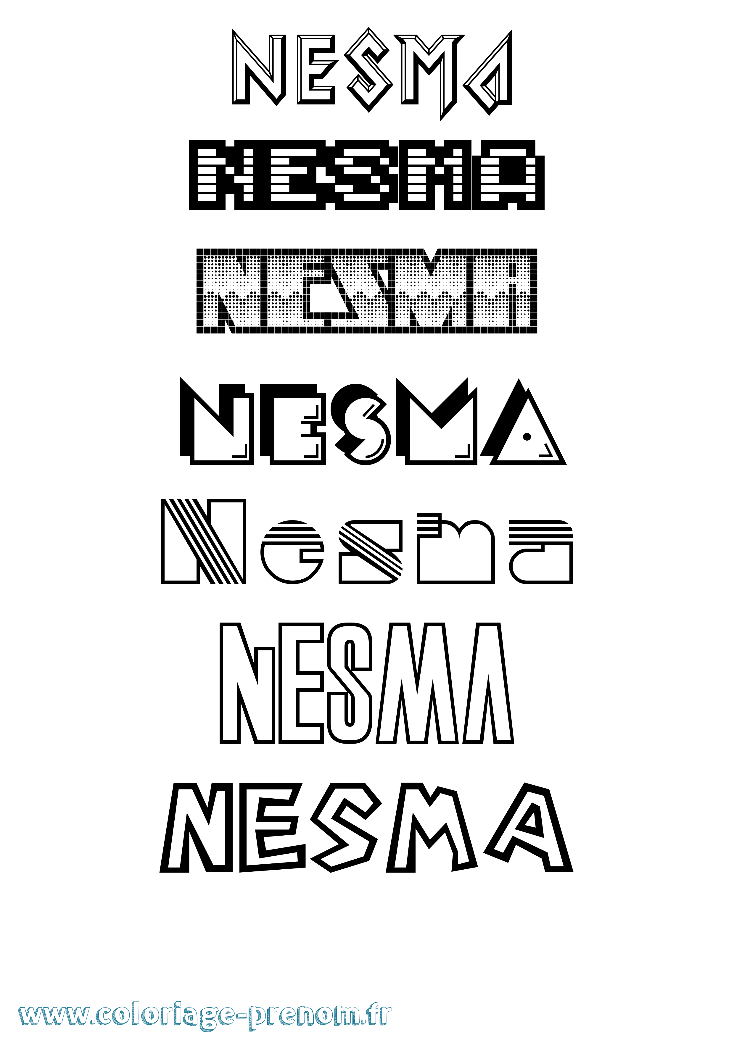 Coloriage Nesma Jeux Vidéos Coloriage prénom Nesma Jeux Vidéos