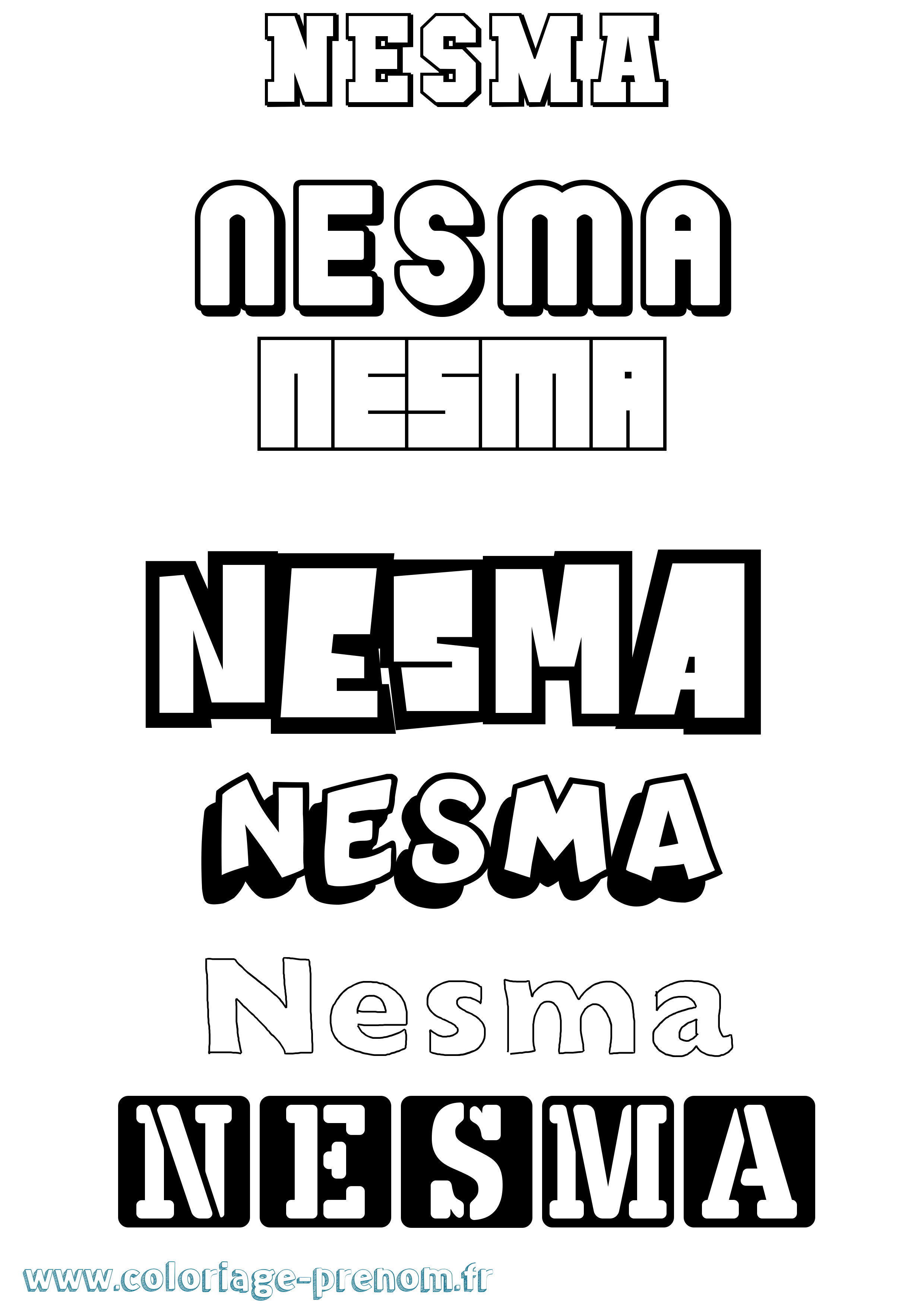 Coloriage Nesma Simple Coloriage prénom Nesma Simple