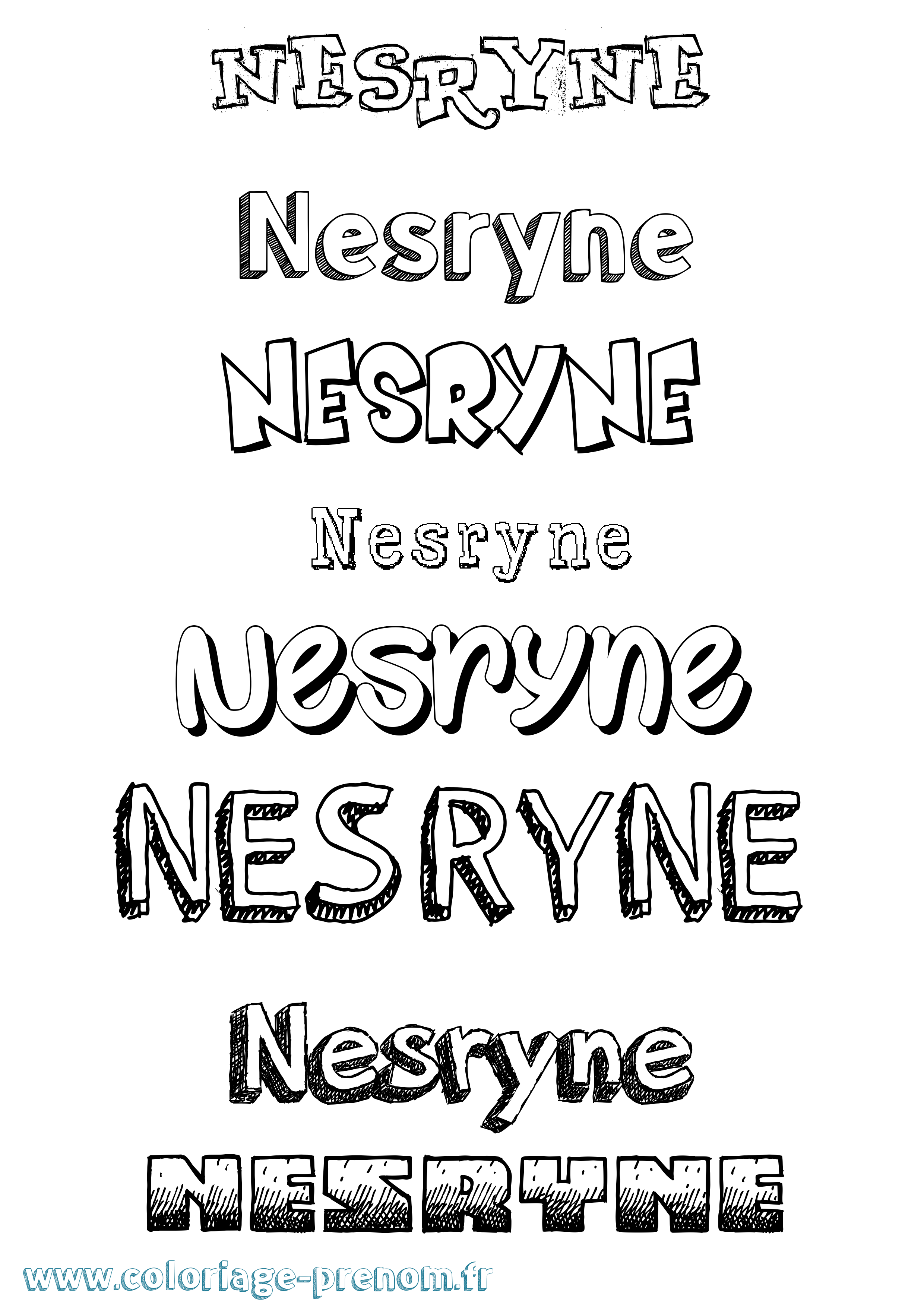 Coloriage Nesryne Dessiné Coloriage prénom Nesryne Dessiné