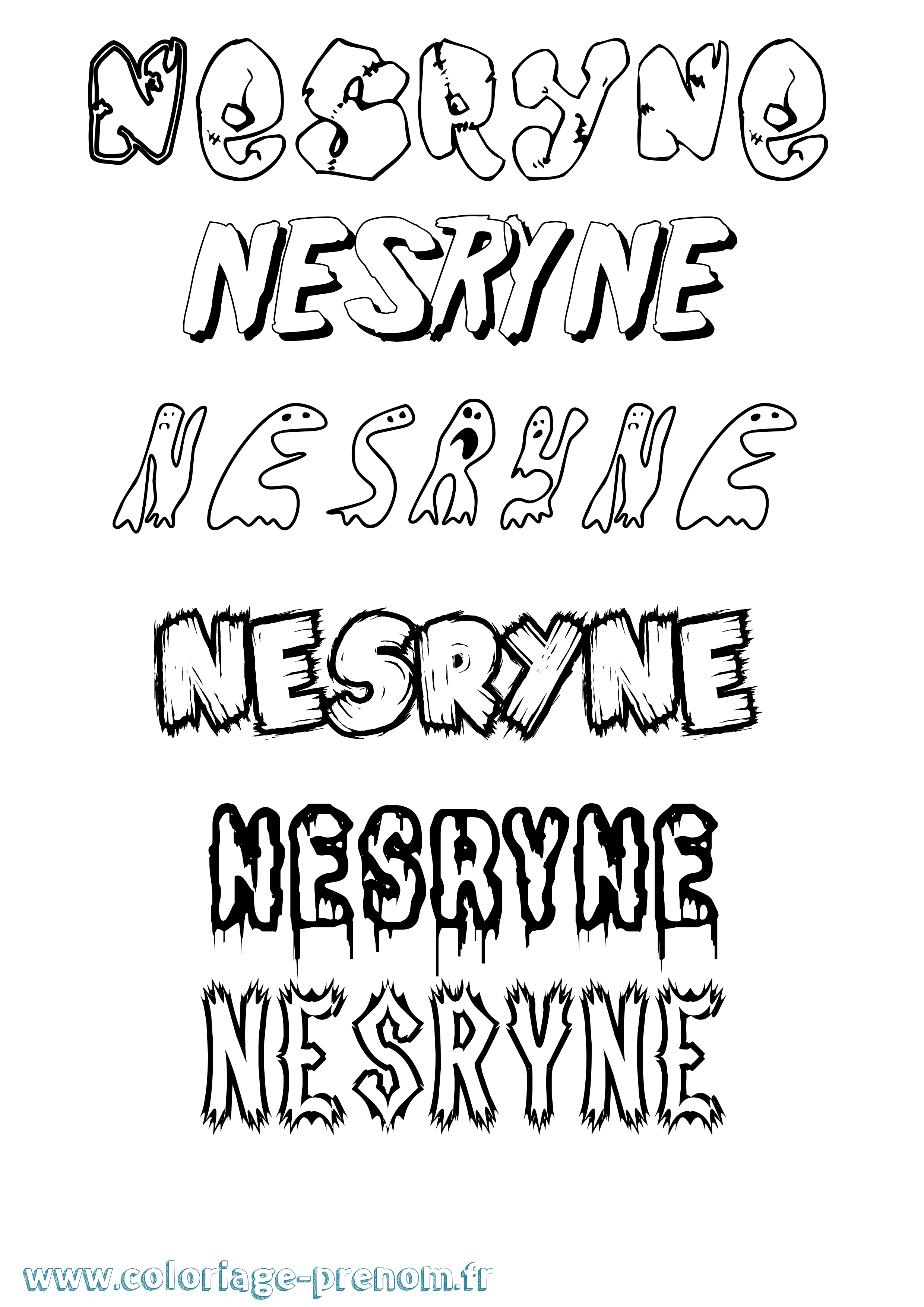 Coloriage Nesryne Frisson Coloriage prénom Nesryne Frisson