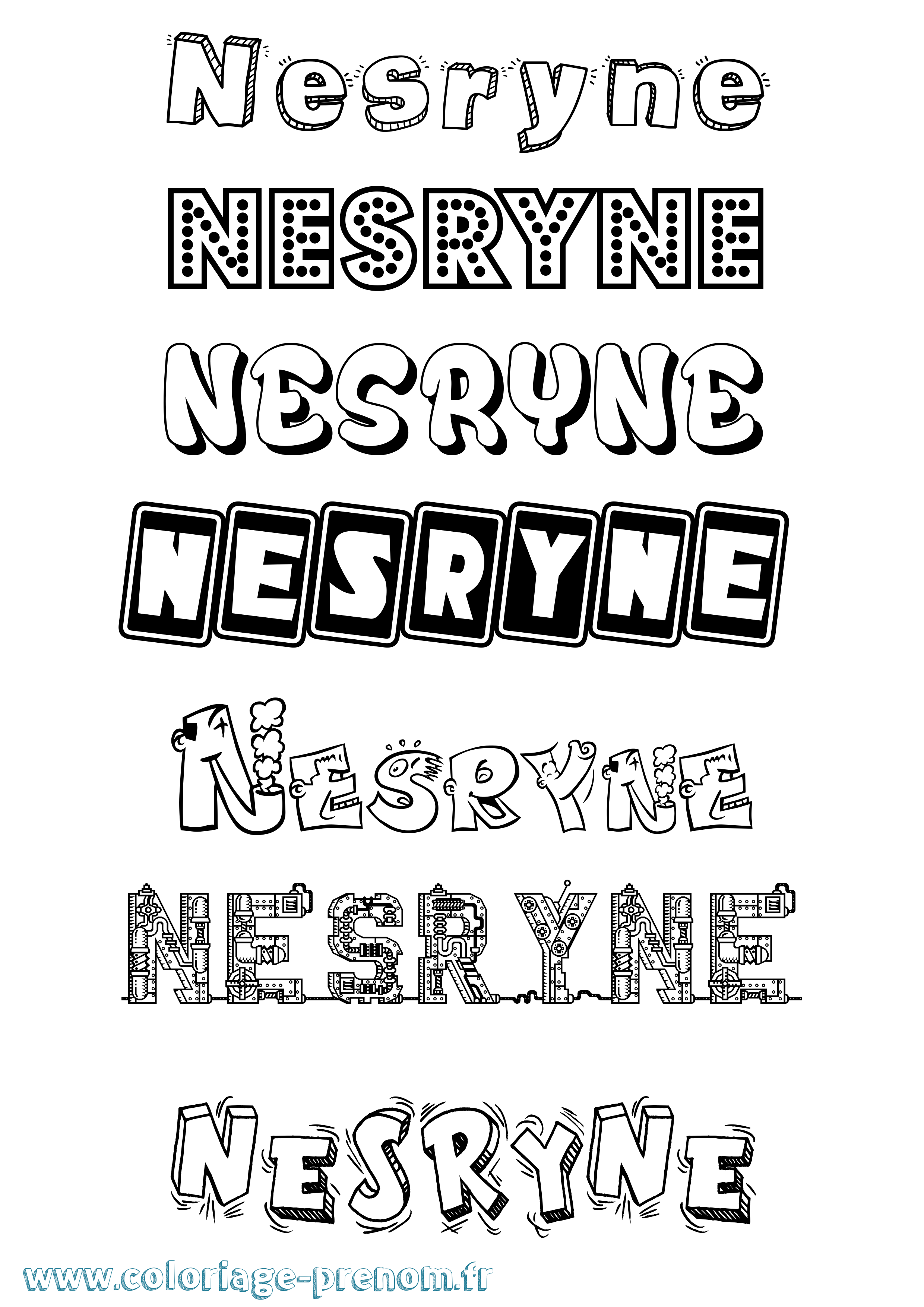 Coloriage Nesryne Fun Coloriage prénom Nesryne Fun