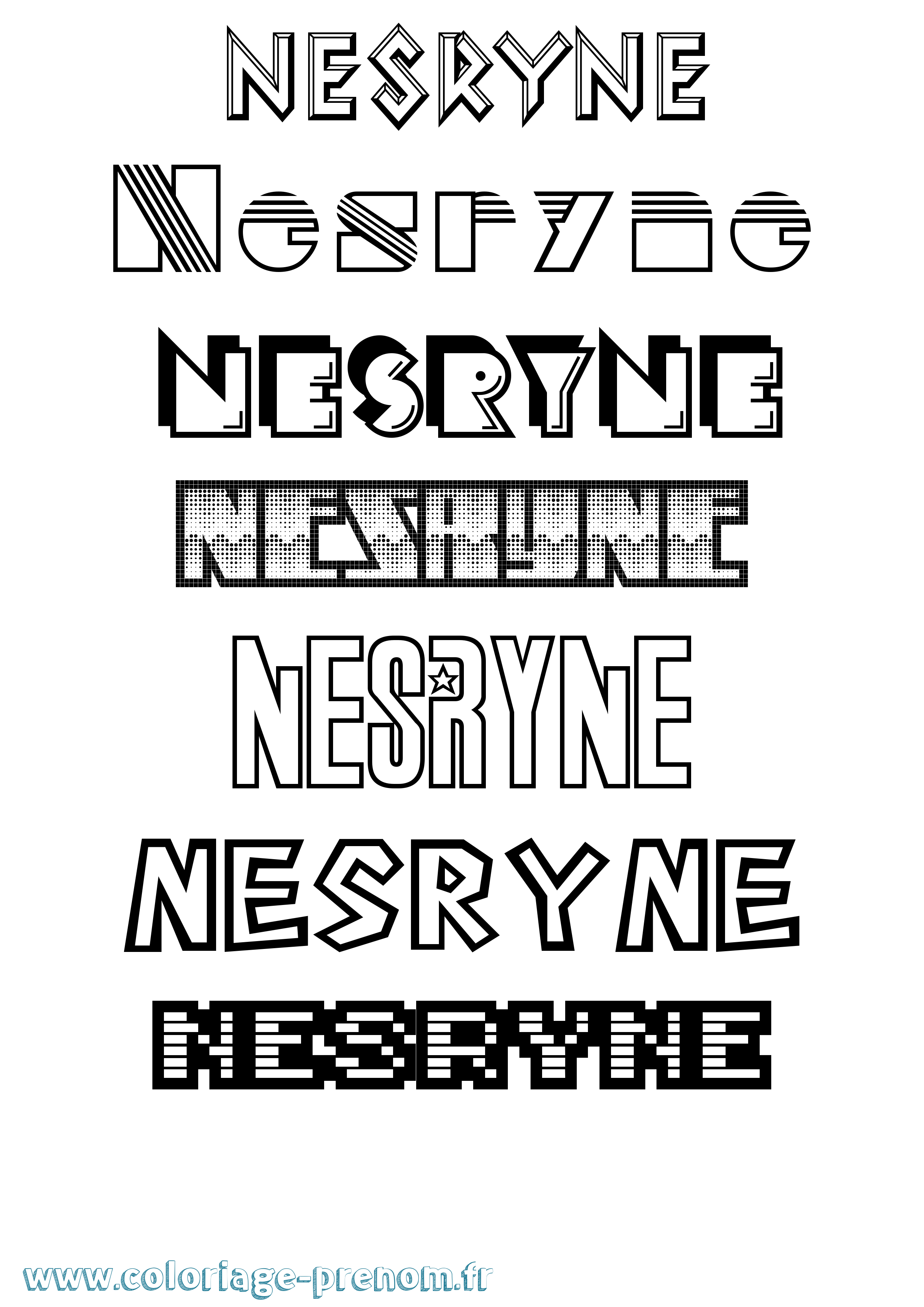 Coloriage Nesryne Jeux Vidéos Coloriage prénom Nesryne Jeux Vidéos