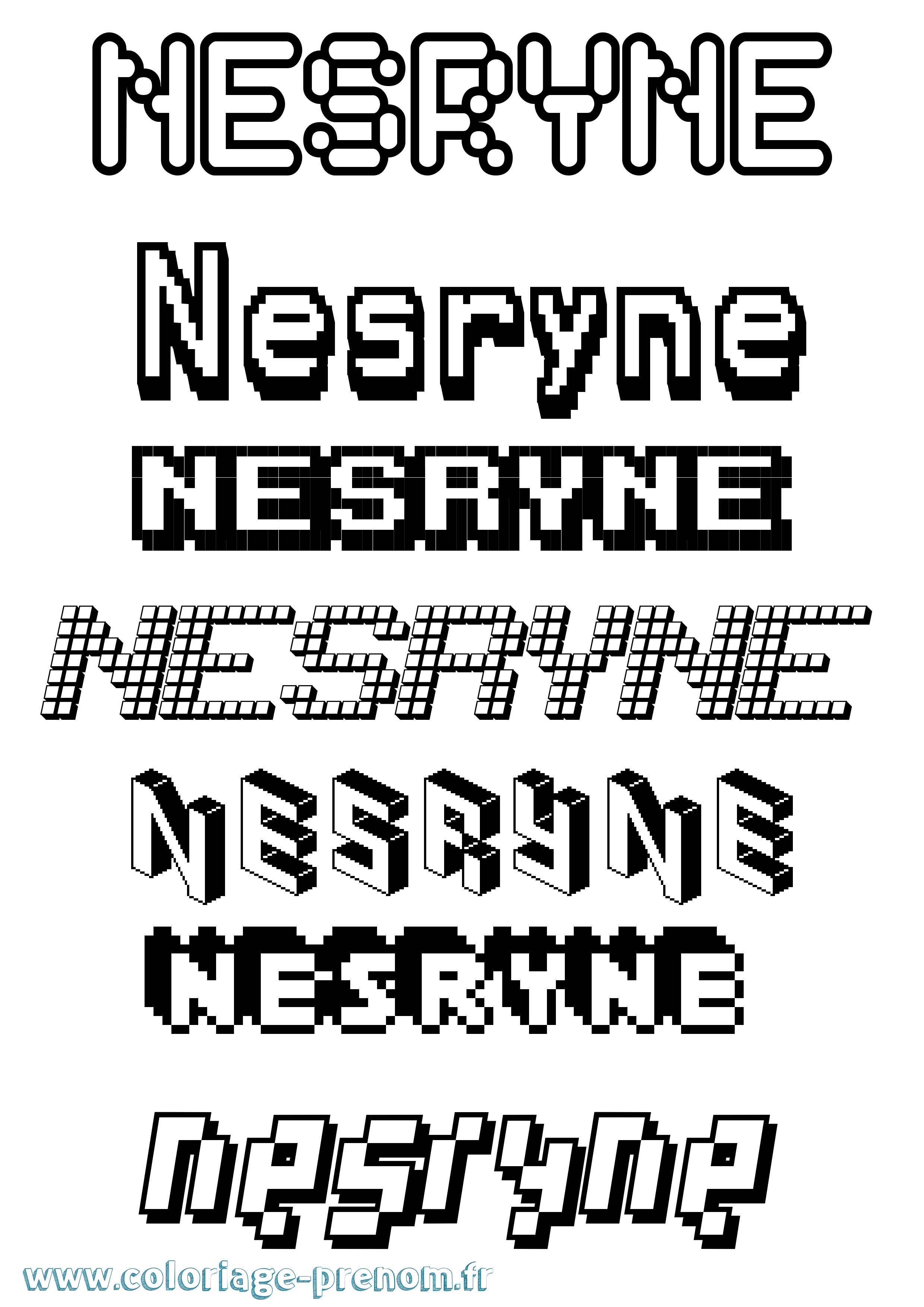 Coloriage Nesryne Pixel Coloriage prénom Nesryne Pixel