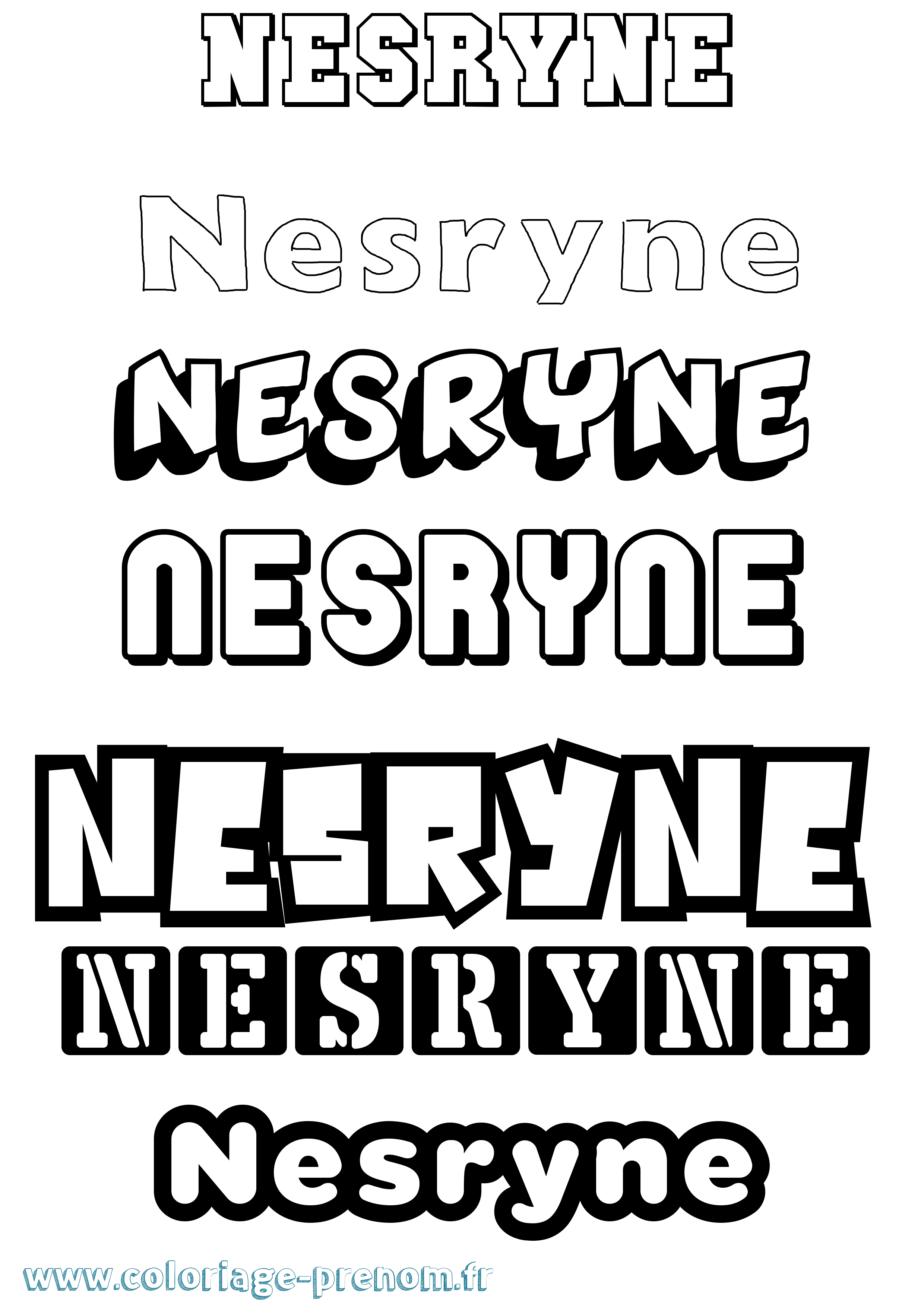 Coloriage Nesryne Simple Coloriage prénom Nesryne Simple