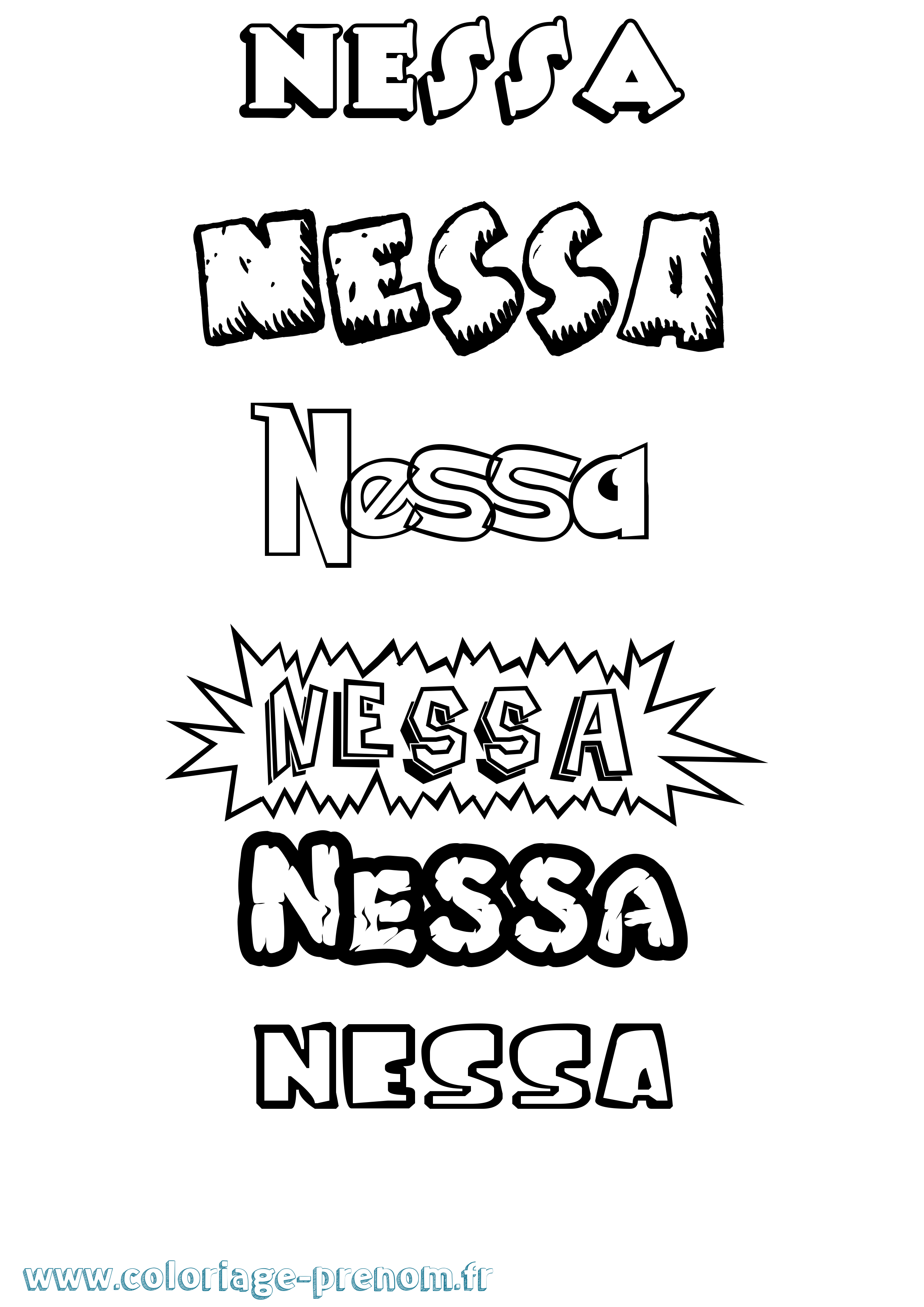 Coloriage Nessa Dessin Animé Coloriage prénom Nessa Dessin Animé