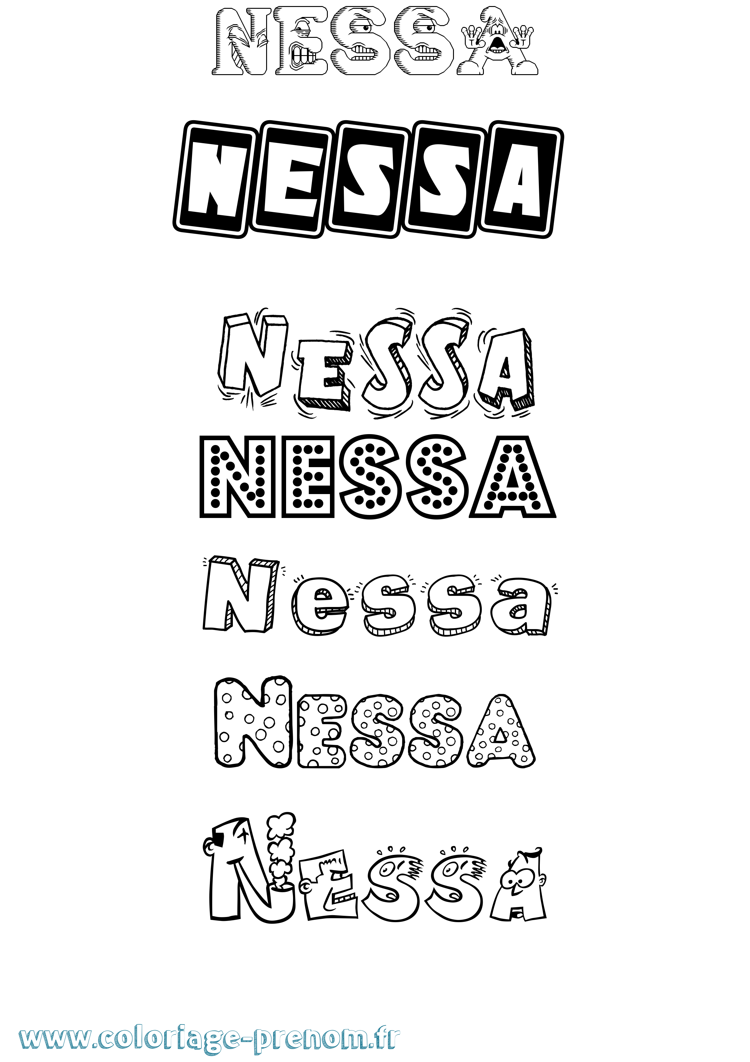 Coloriage Nessa Fun Coloriage prénom Nessa Fun