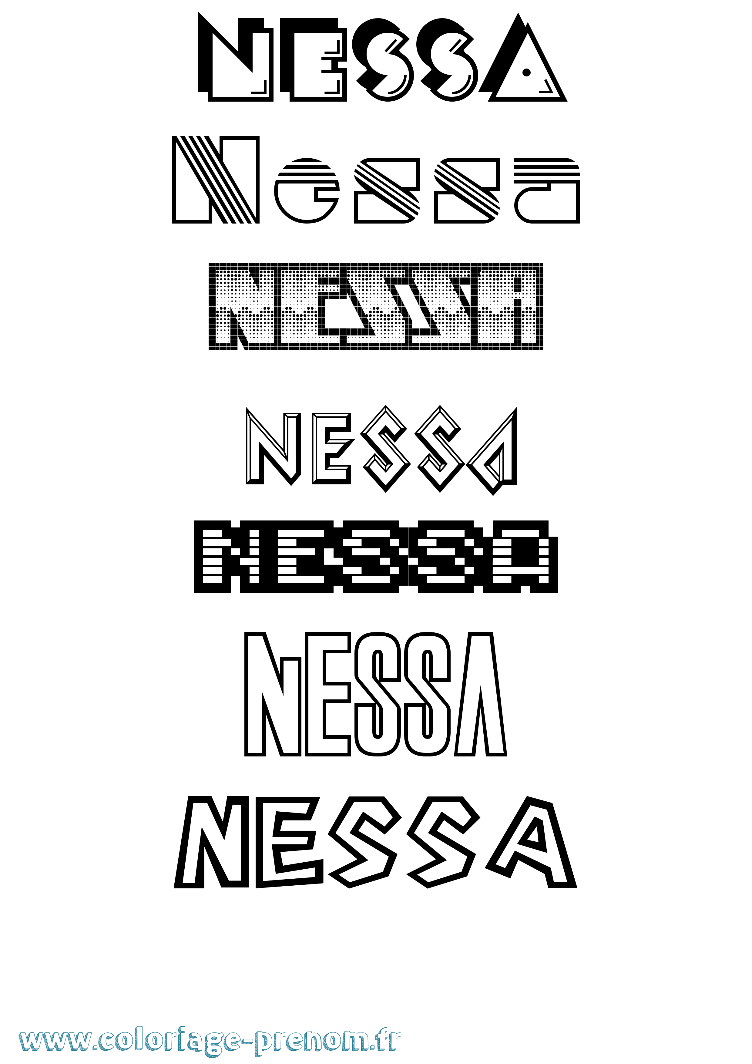 Coloriage Nessa Jeux Vidéos Coloriage prénom Nessa Jeux Vidéos